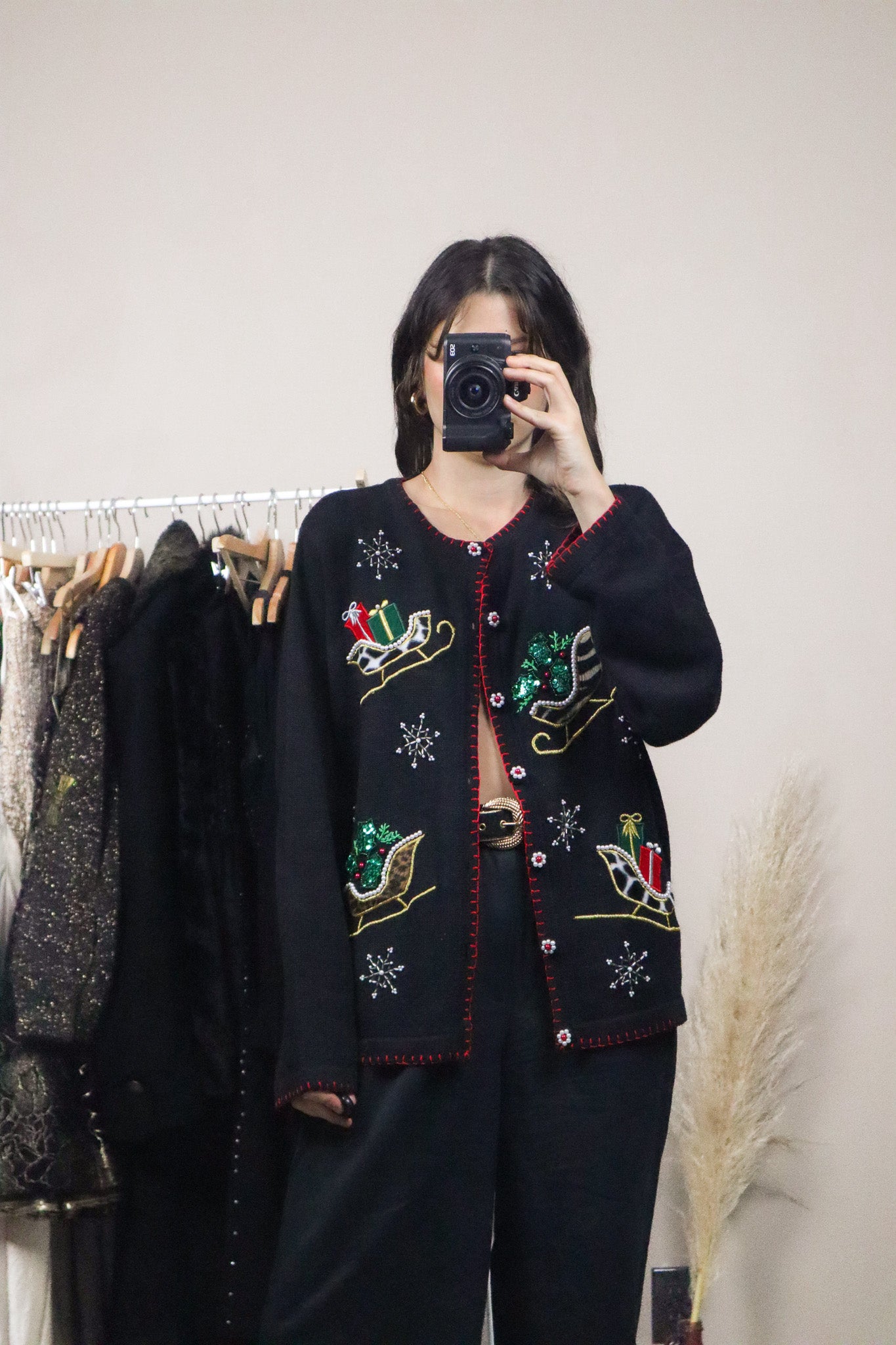 Vintage x Christmas Pattered/Textured Cardigan (M/L)