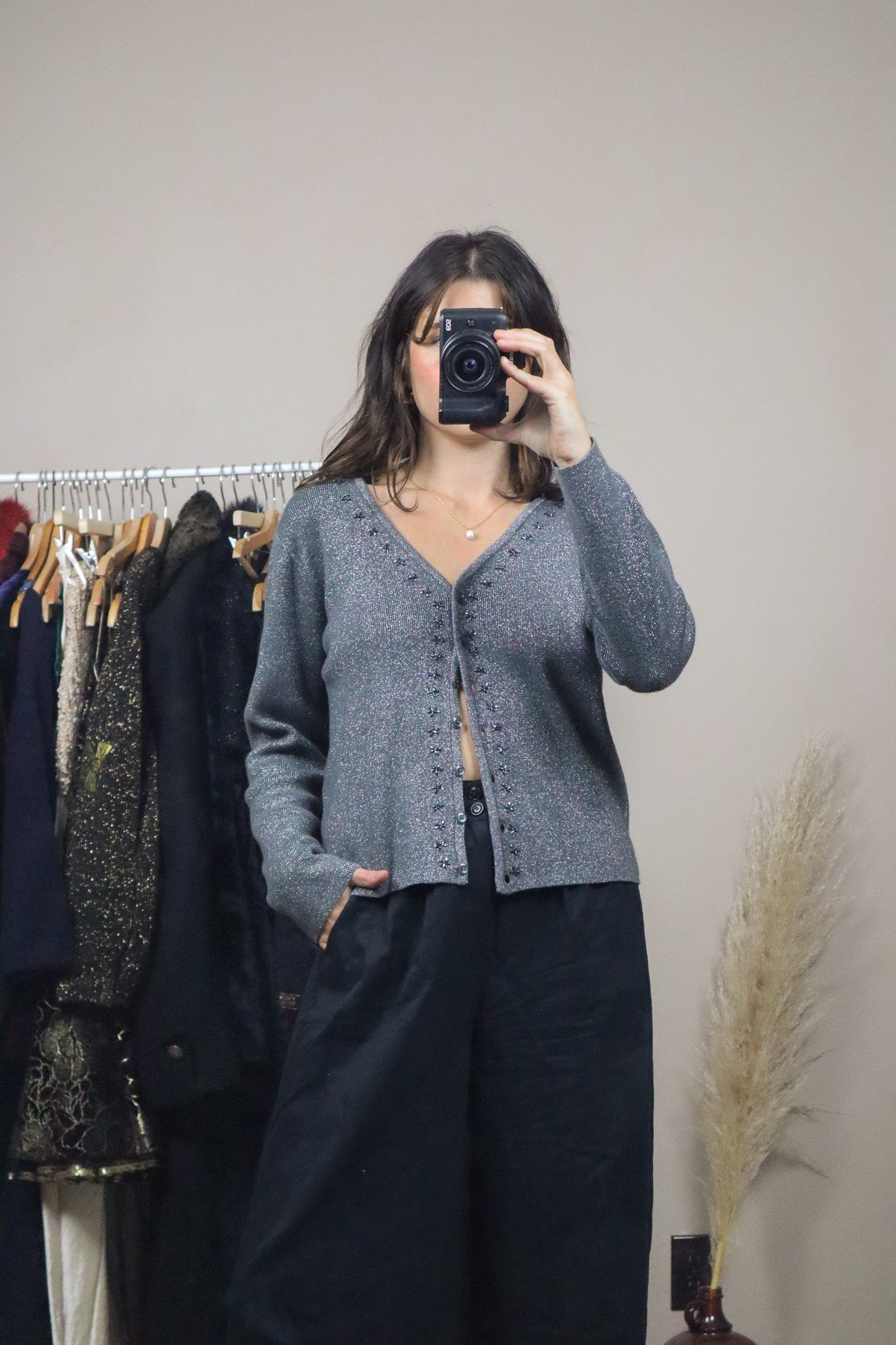 Vintage x Beaded Shimmer Cardigan (4-8)