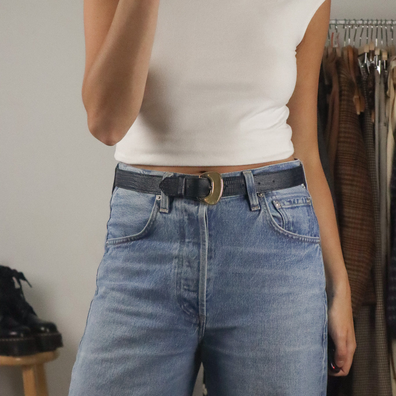 Vintage x Leather Belt (XS/S)