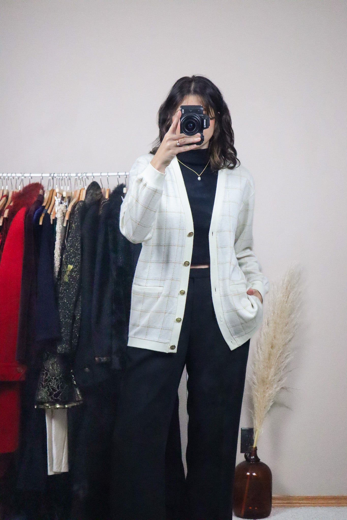 Vintage x Shimmer Checkered Cardigan (M)