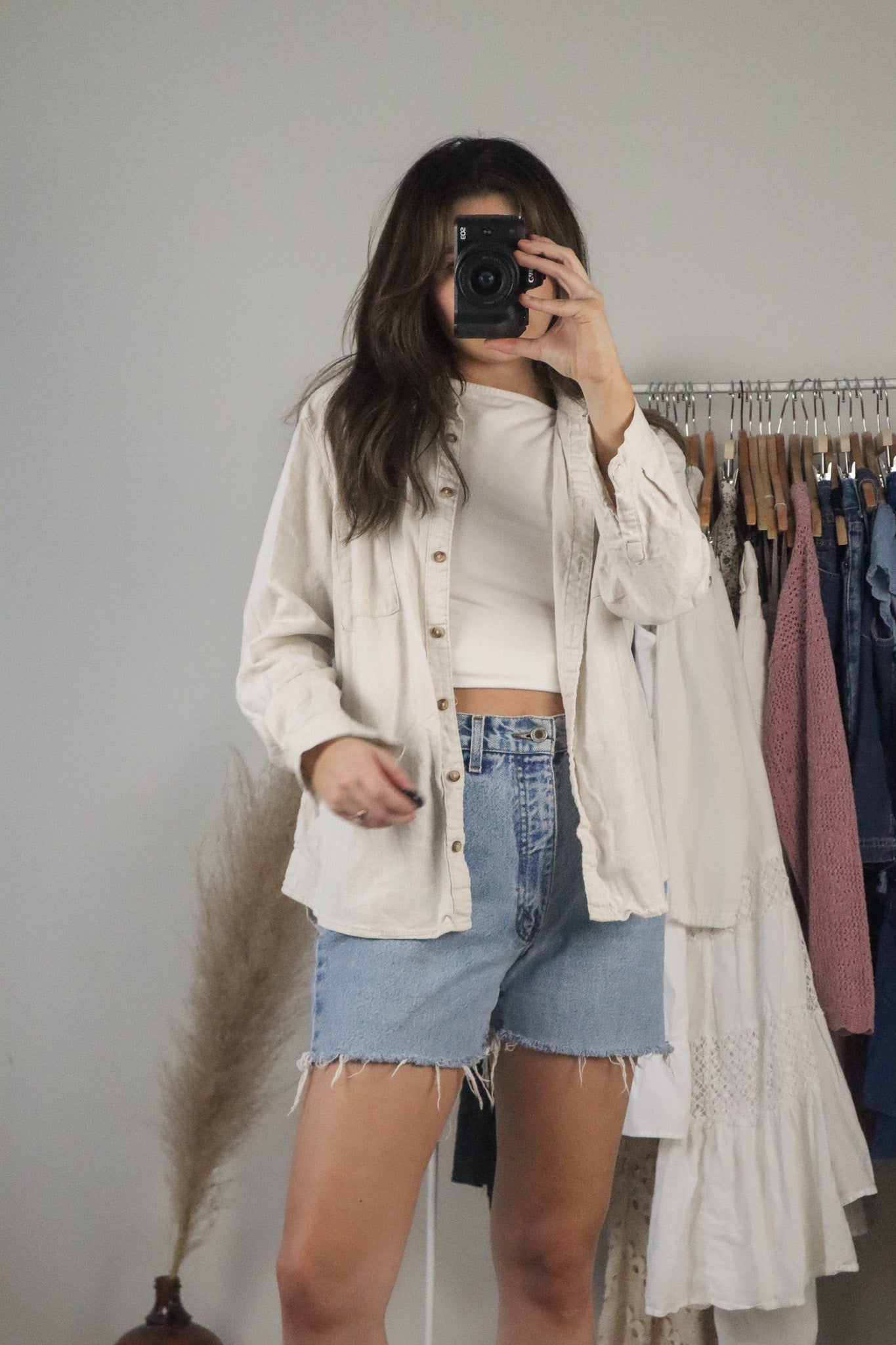 Vintage x Linen Blend Button Up (S/M)
