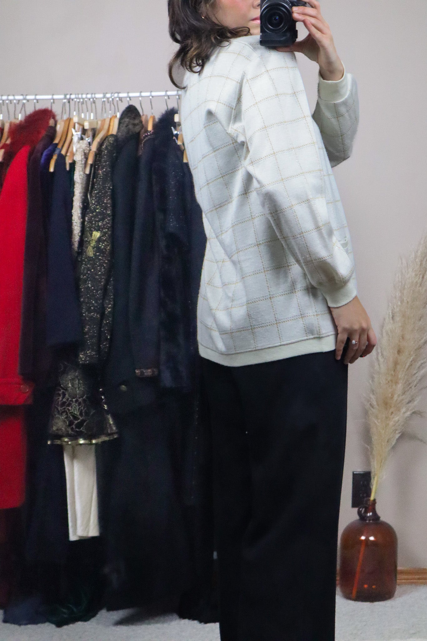 Vintage x Shimmer Checkered Cardigan (M)