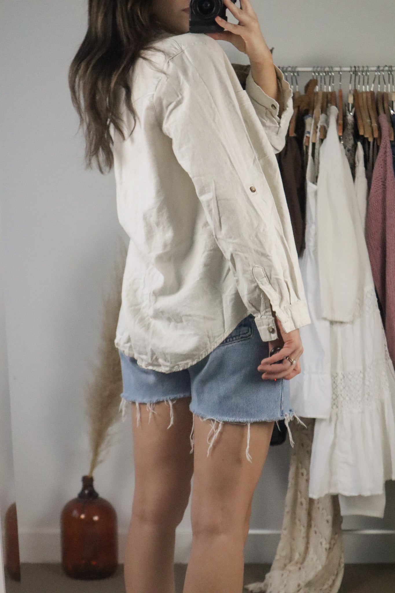 Vintage x Linen Blend Button Up (S/M)