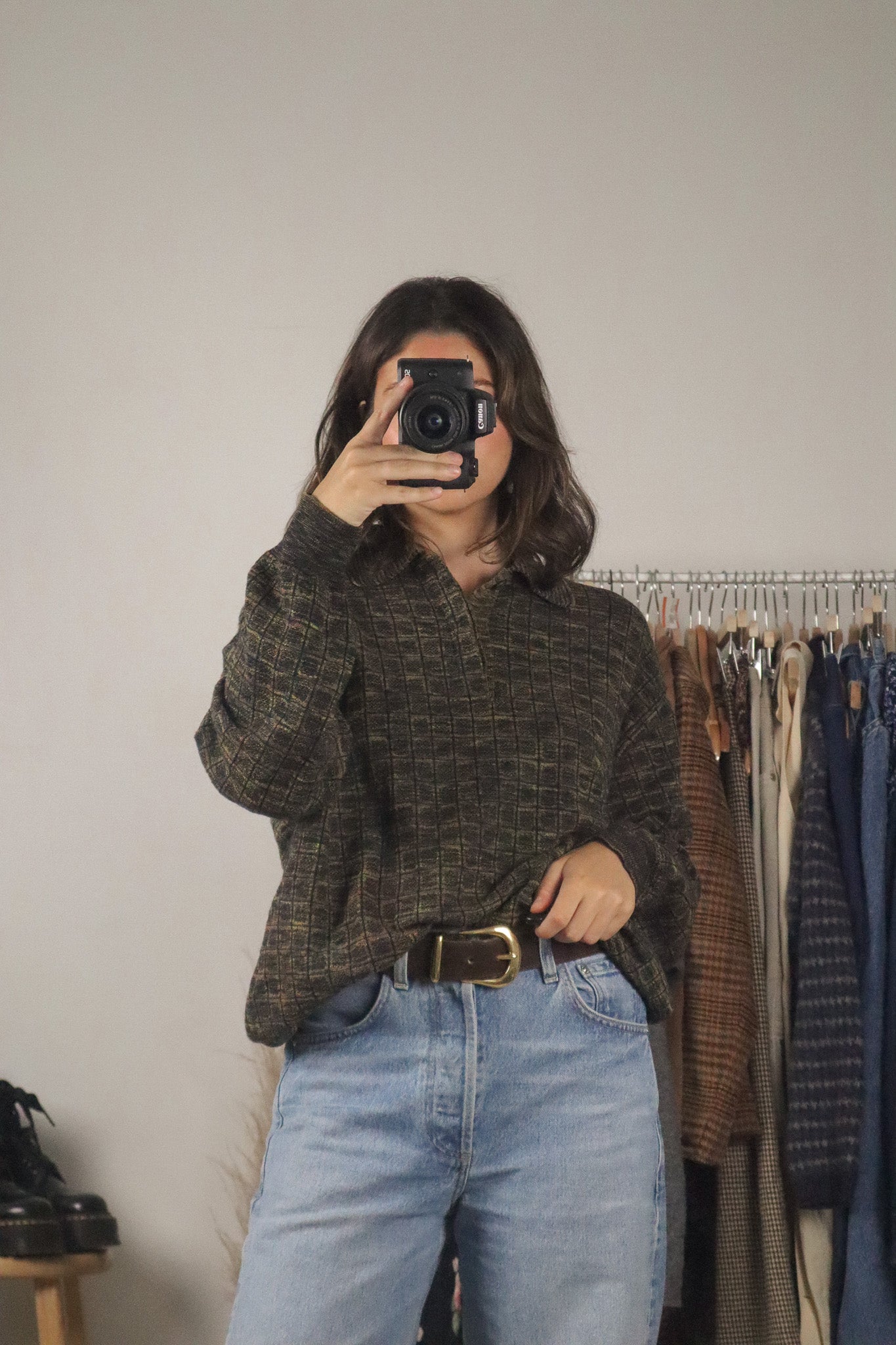 Made in Italy x Vintage x Wool Blend Collared Knit (L)