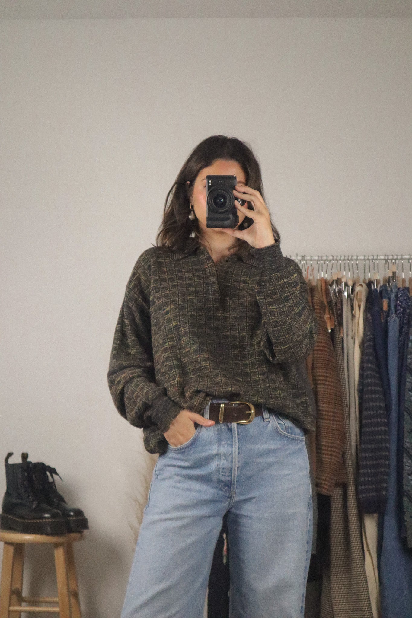Made in Italy x Vintage x Wool Blend Collared Knit (L)
