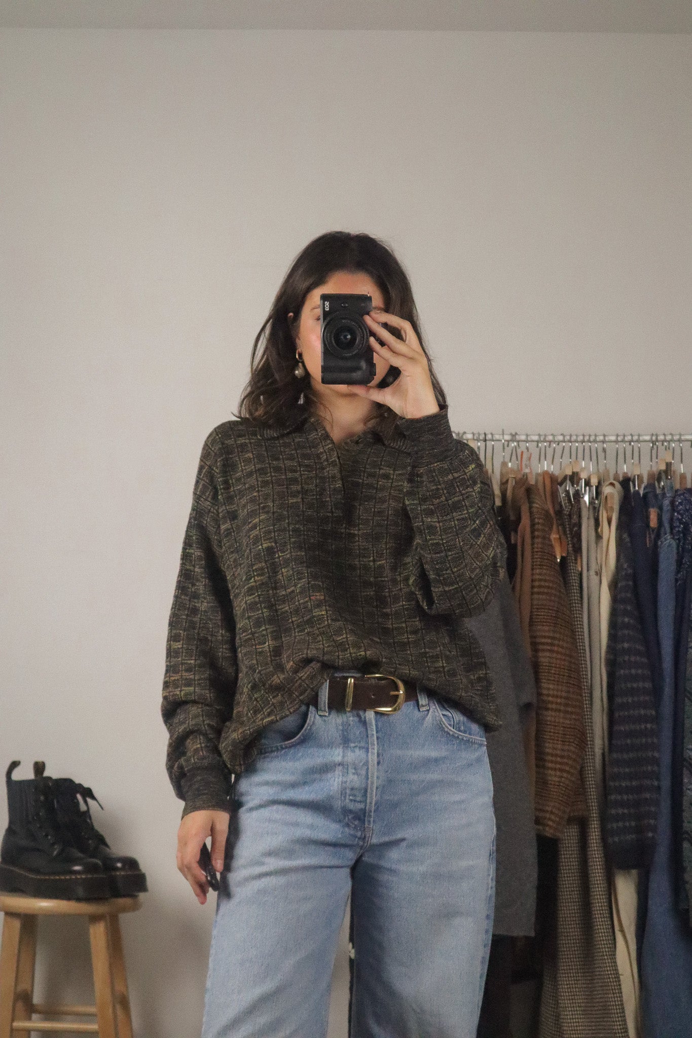 Made in Italy x Vintage x Wool Blend Collared Knit (L)
