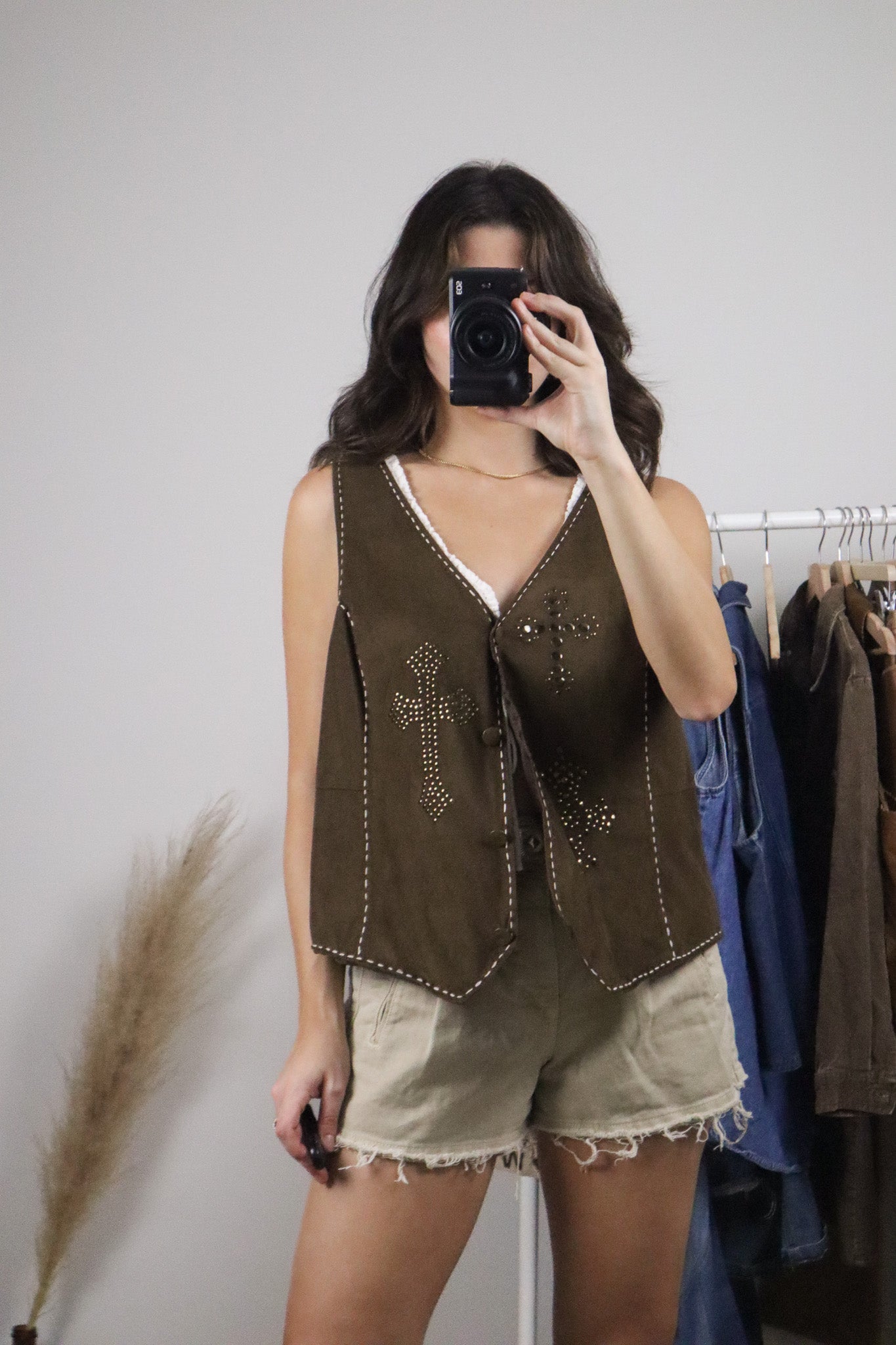Vintage x Roper Faux Suede Studded Vest (L)