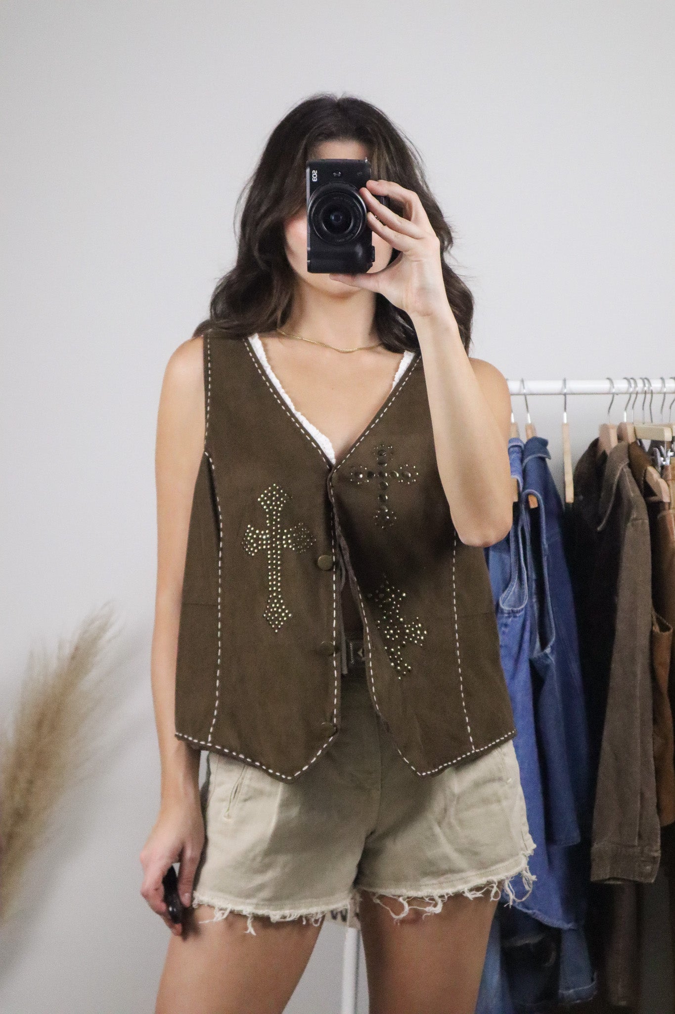 Vintage x Roper Faux Suede Studded Vest (L)