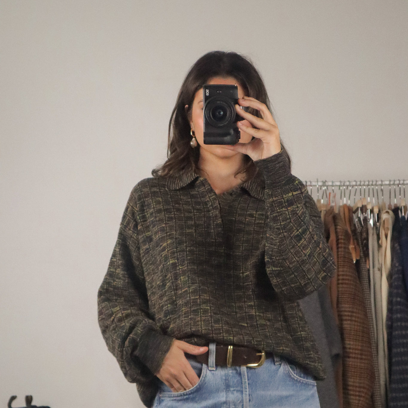 Made in Italy x Vintage x Wool Blend Collared Knit (L)