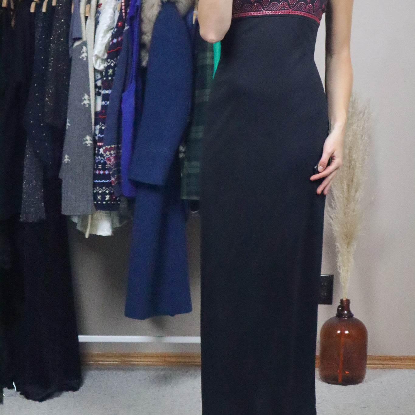 Made in USA x Vintage x Beaded Stap Maxi Dress (S/M)