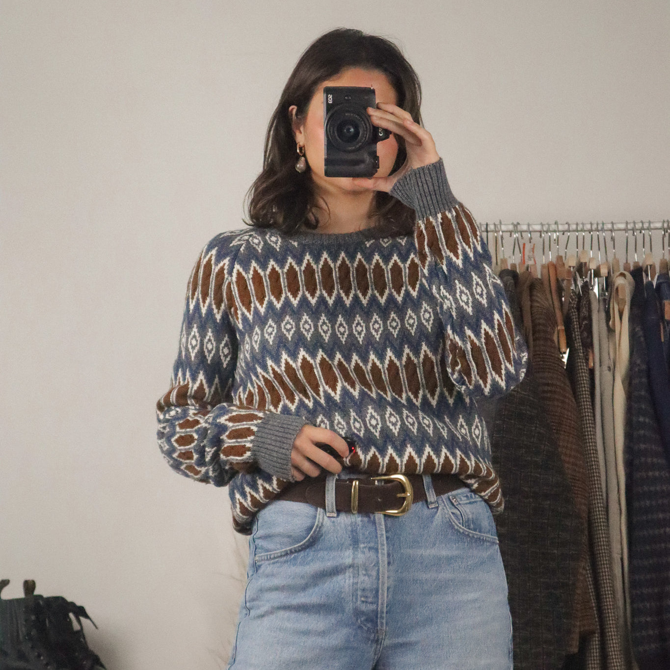Vintage x Wool Blend Patterned Knit (S/M)
