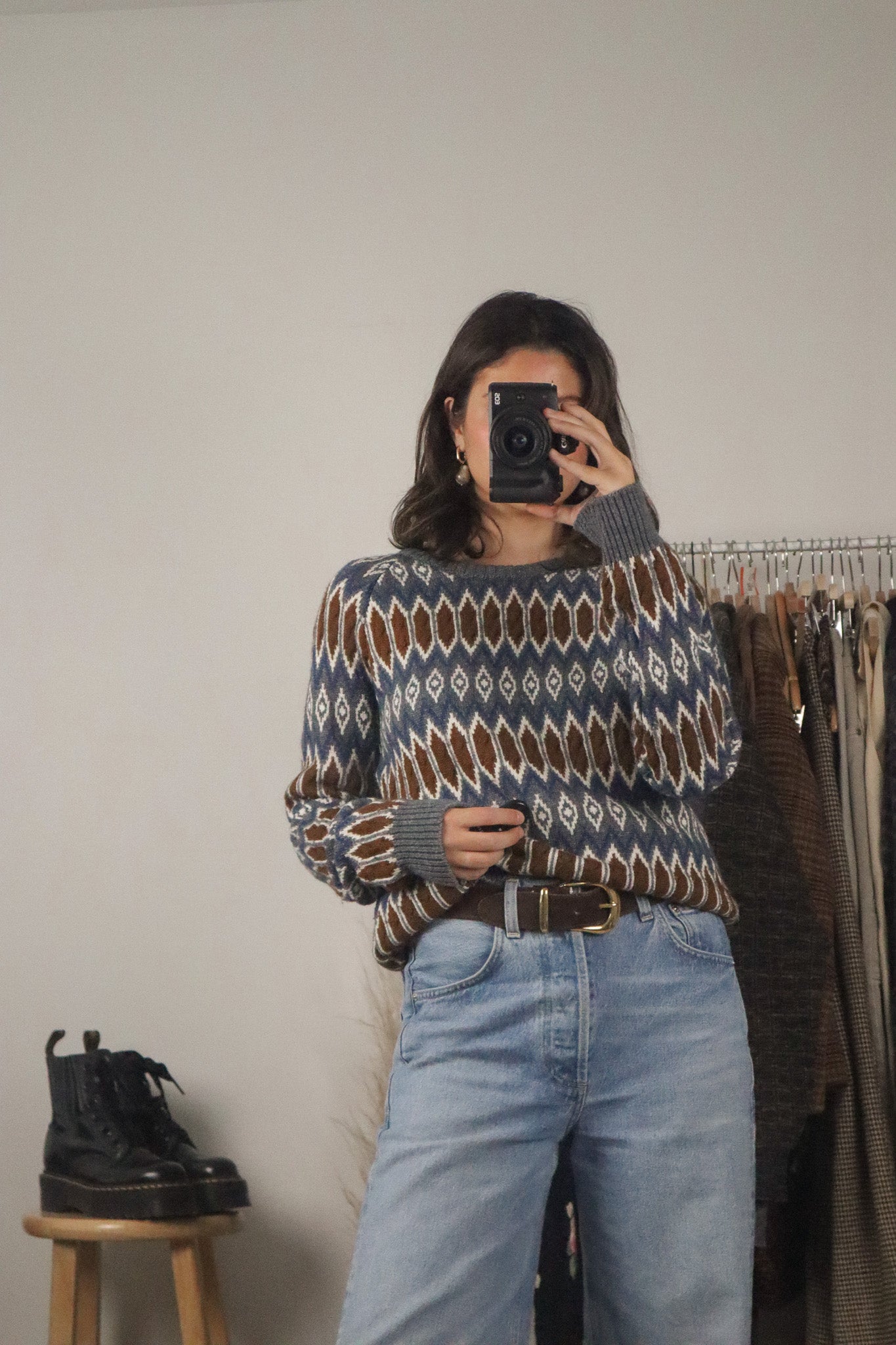 Vintage x Wool Blend Patterned Knit (S/M)