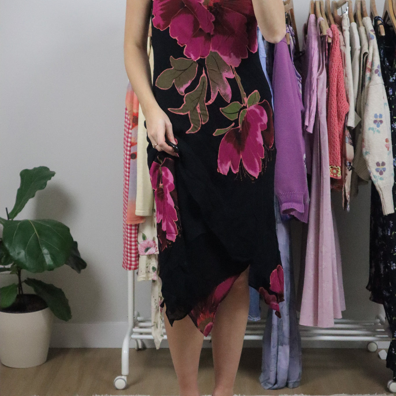 Vintage x Flower Cowl-Neck Midi Dress (8)