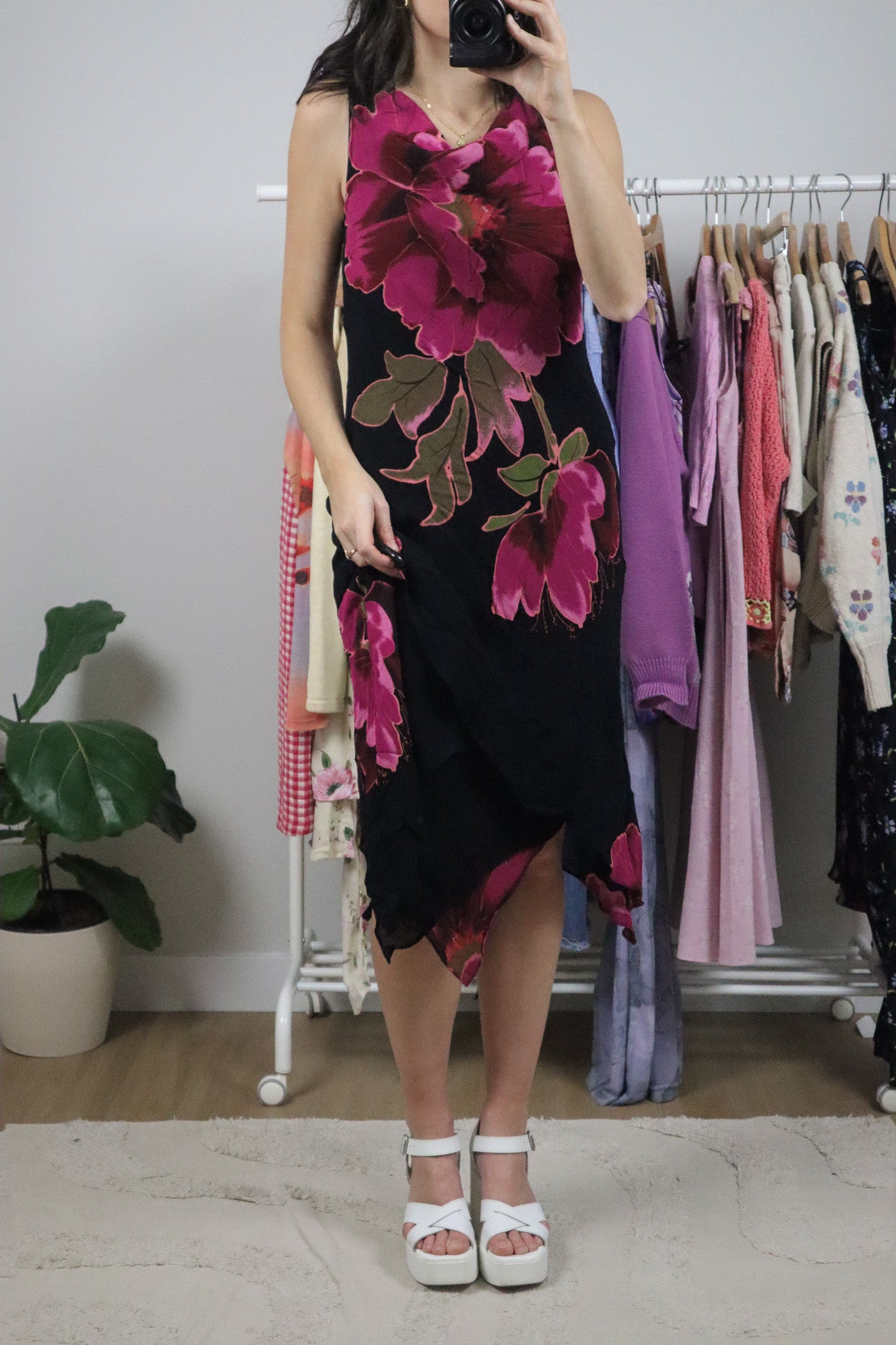 Vintage x Flower Cowl-Neck Midi Dress (8)