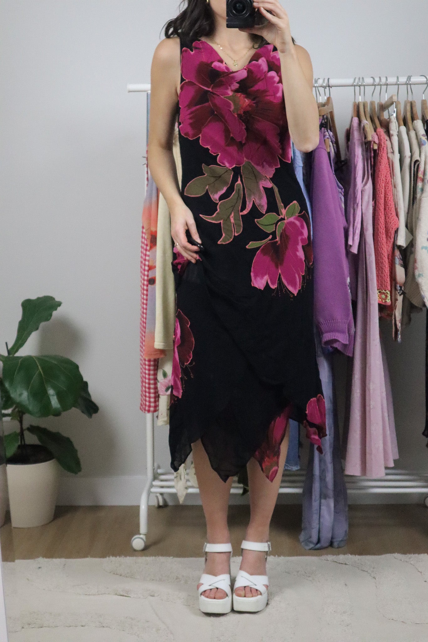Vintage x Flower Cowl-Neck Midi Dress (8)