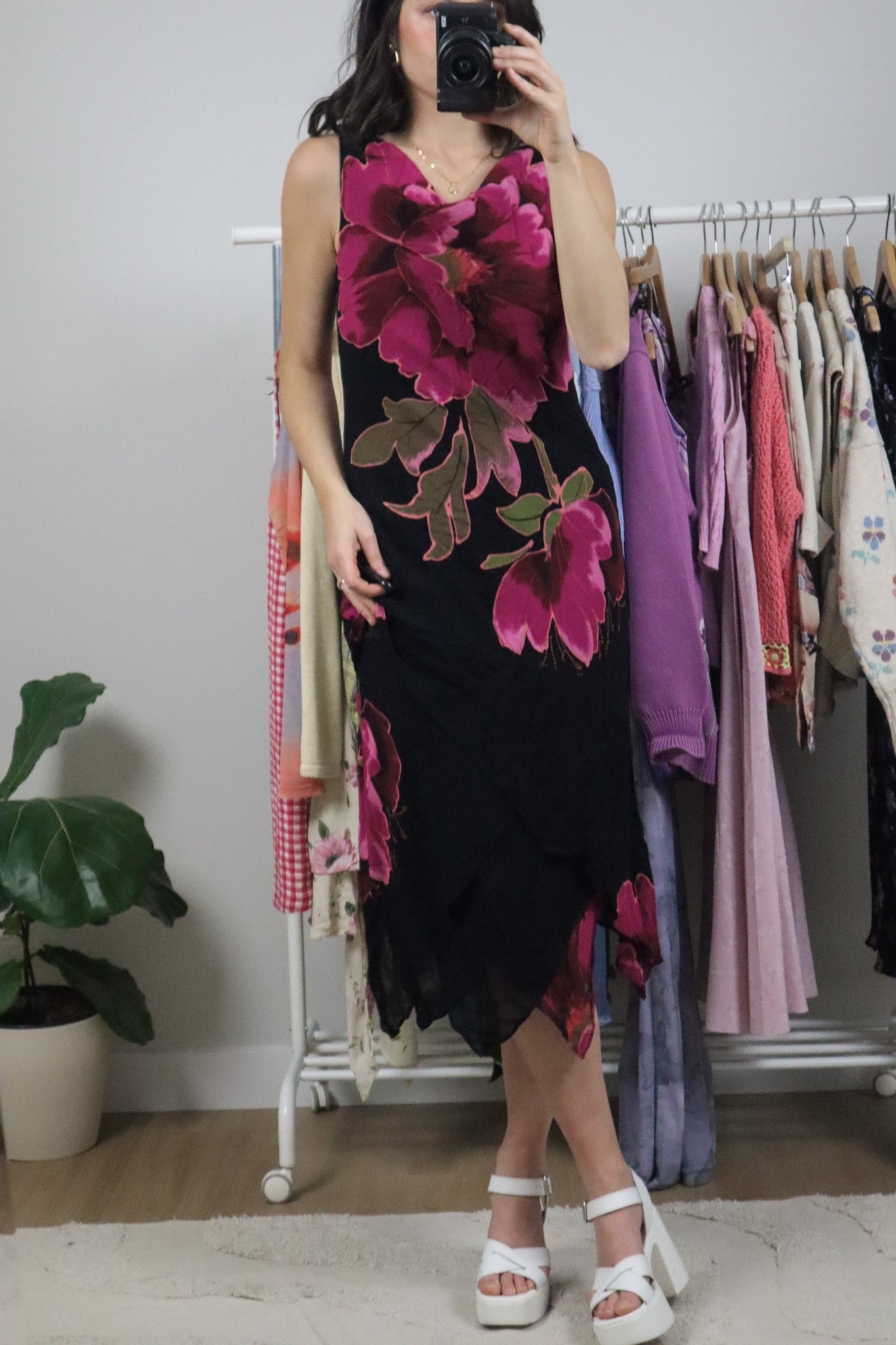 Vintage x Flower Cowl-Neck Midi Dress (8)