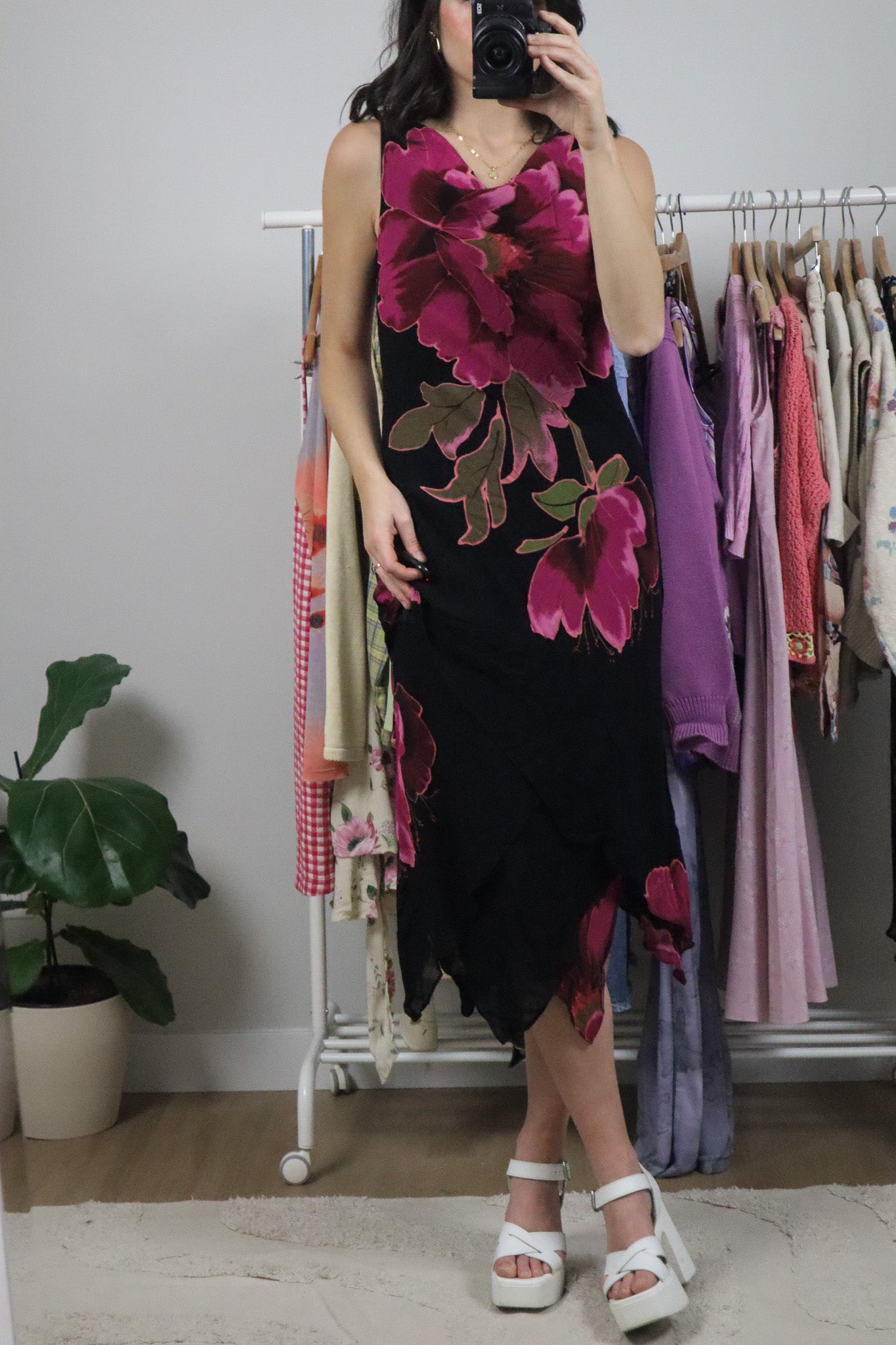 Vintage x Flower Cowl-Neck Midi Dress (8)