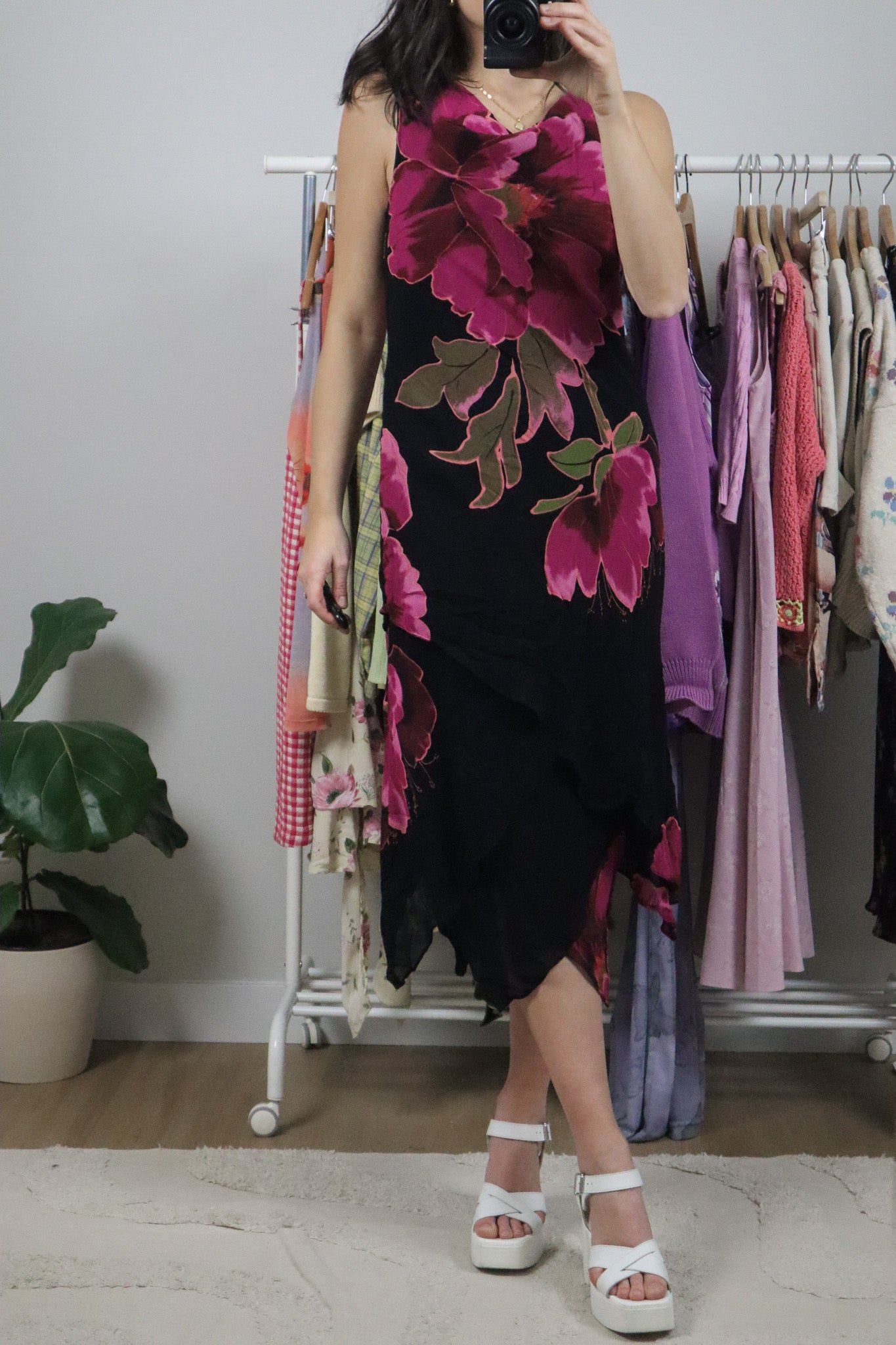 Vintage x Flower Cowl-Neck Midi Dress (8)