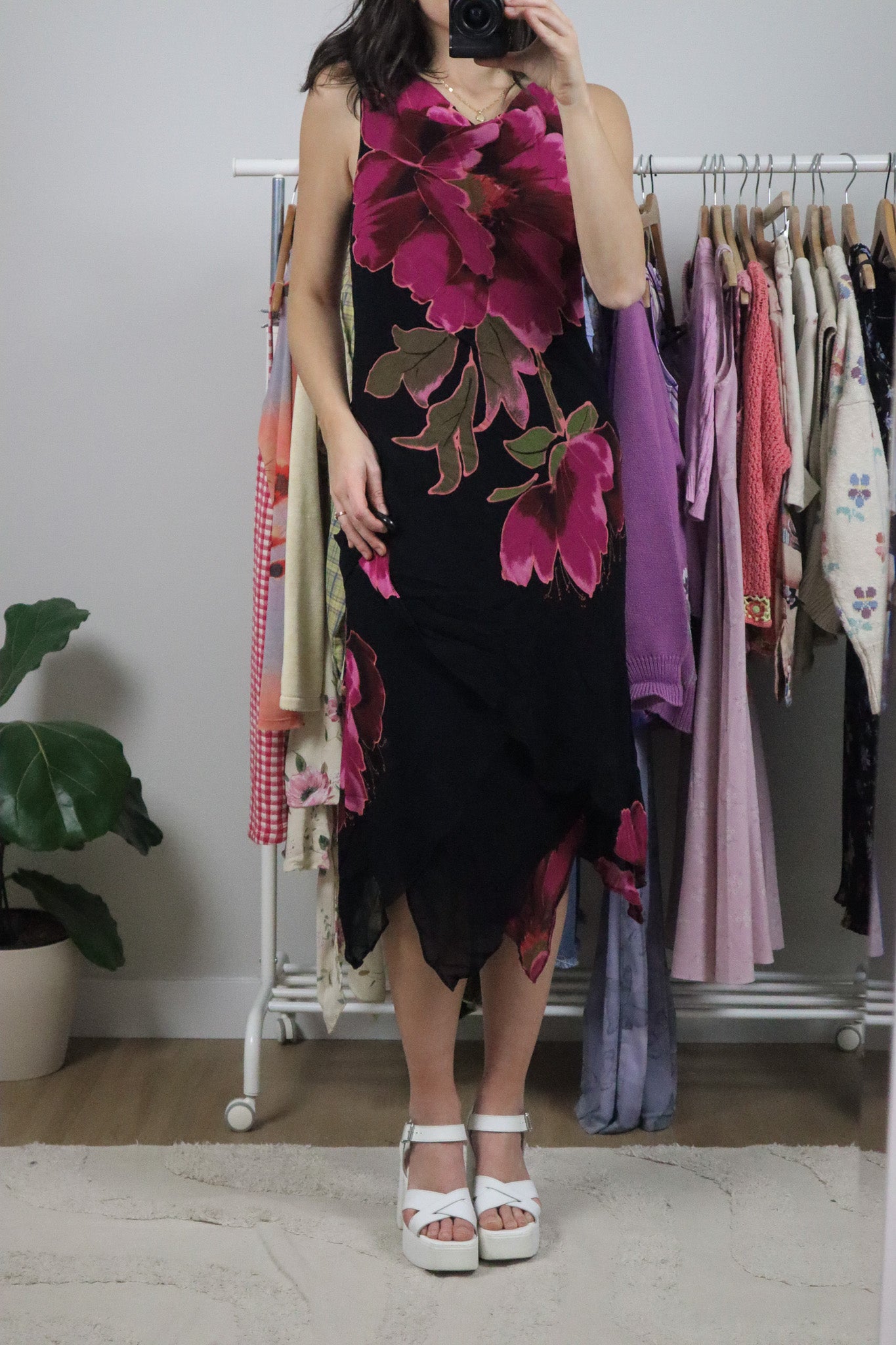 Vintage x Flower Cowl-Neck Midi Dress (8)