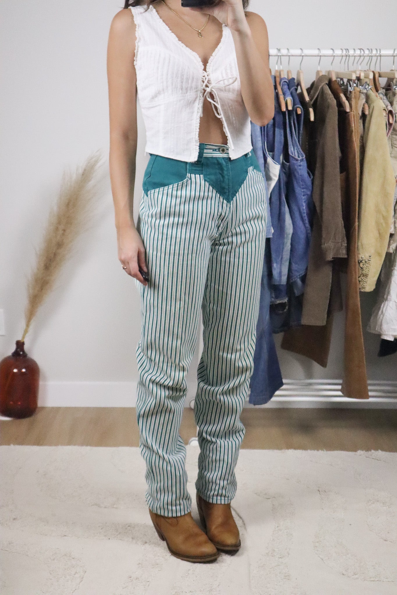 Vintage x Striped Western Jeans (XS)