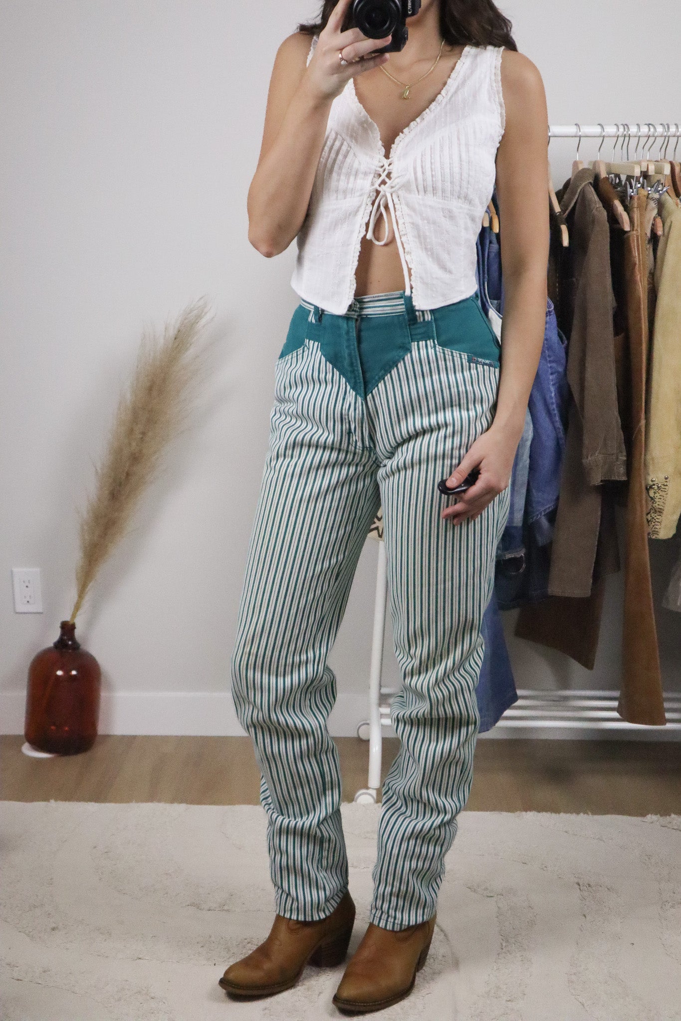 Vintage x Striped Western Jeans (XS)