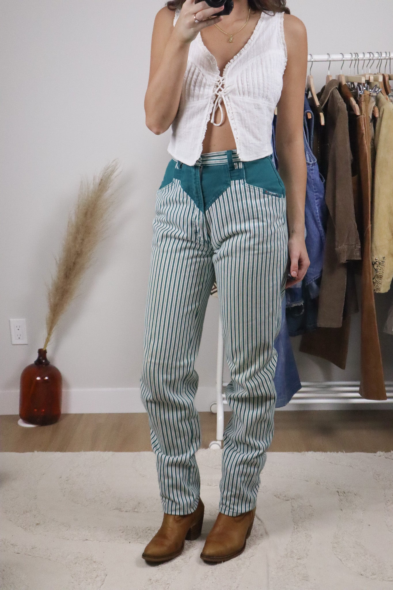 Vintage x Striped Western Jeans (XS)