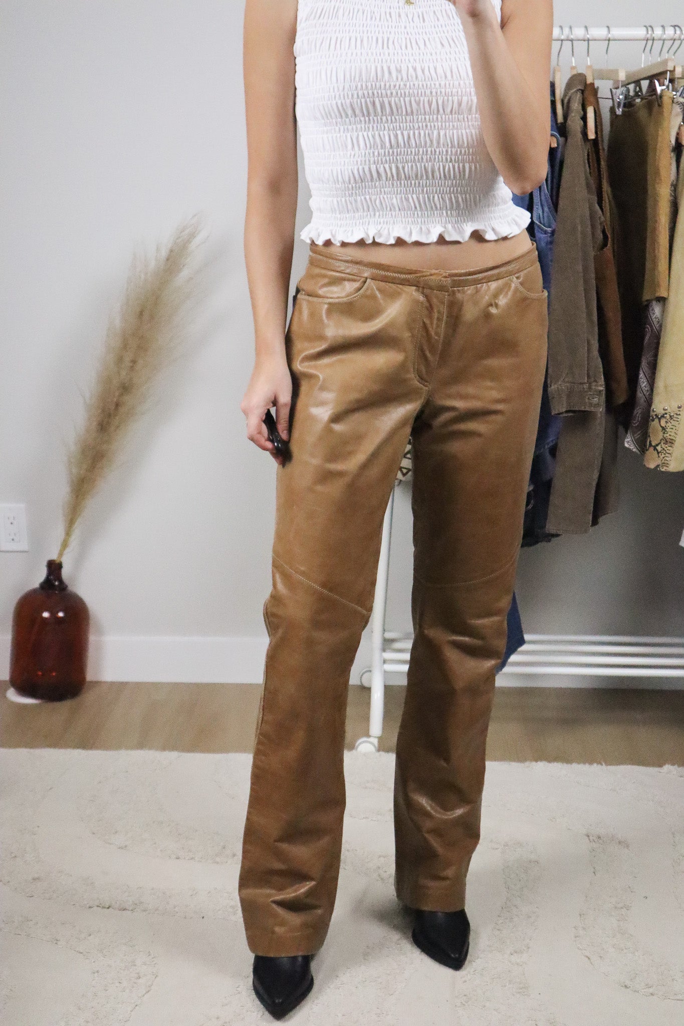 Vintage x Leather Boot Cut Pants (8-10)