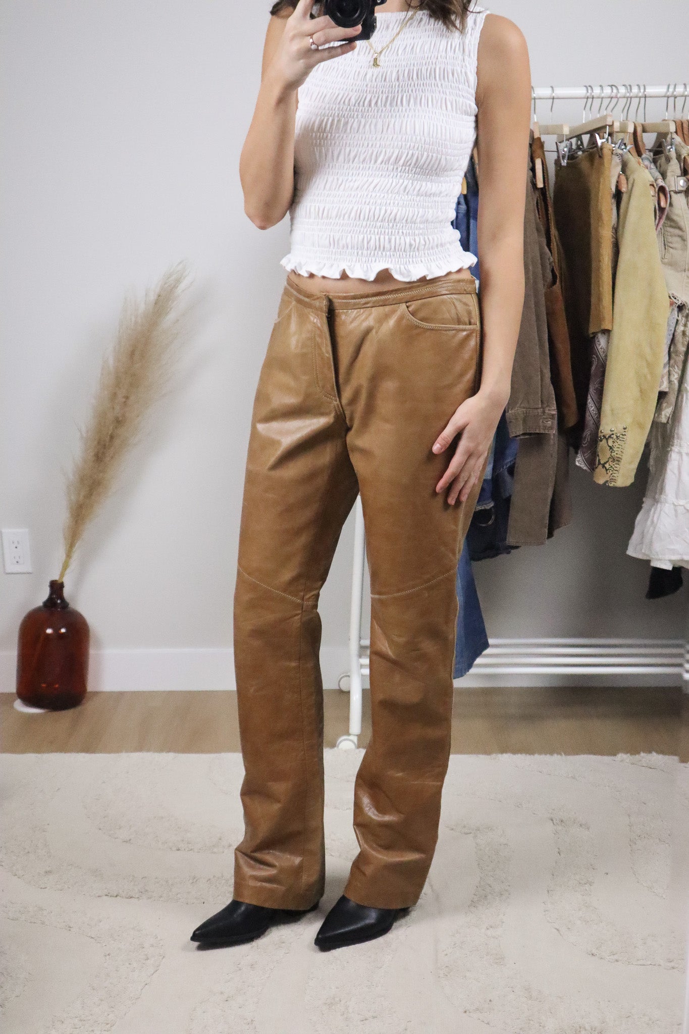 Vintage x Leather Boot Cut Pants (8-10)