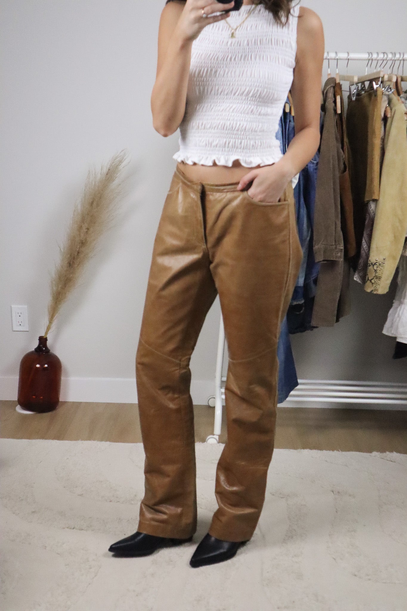 Vintage x Leather Boot Cut Pants (8-10)