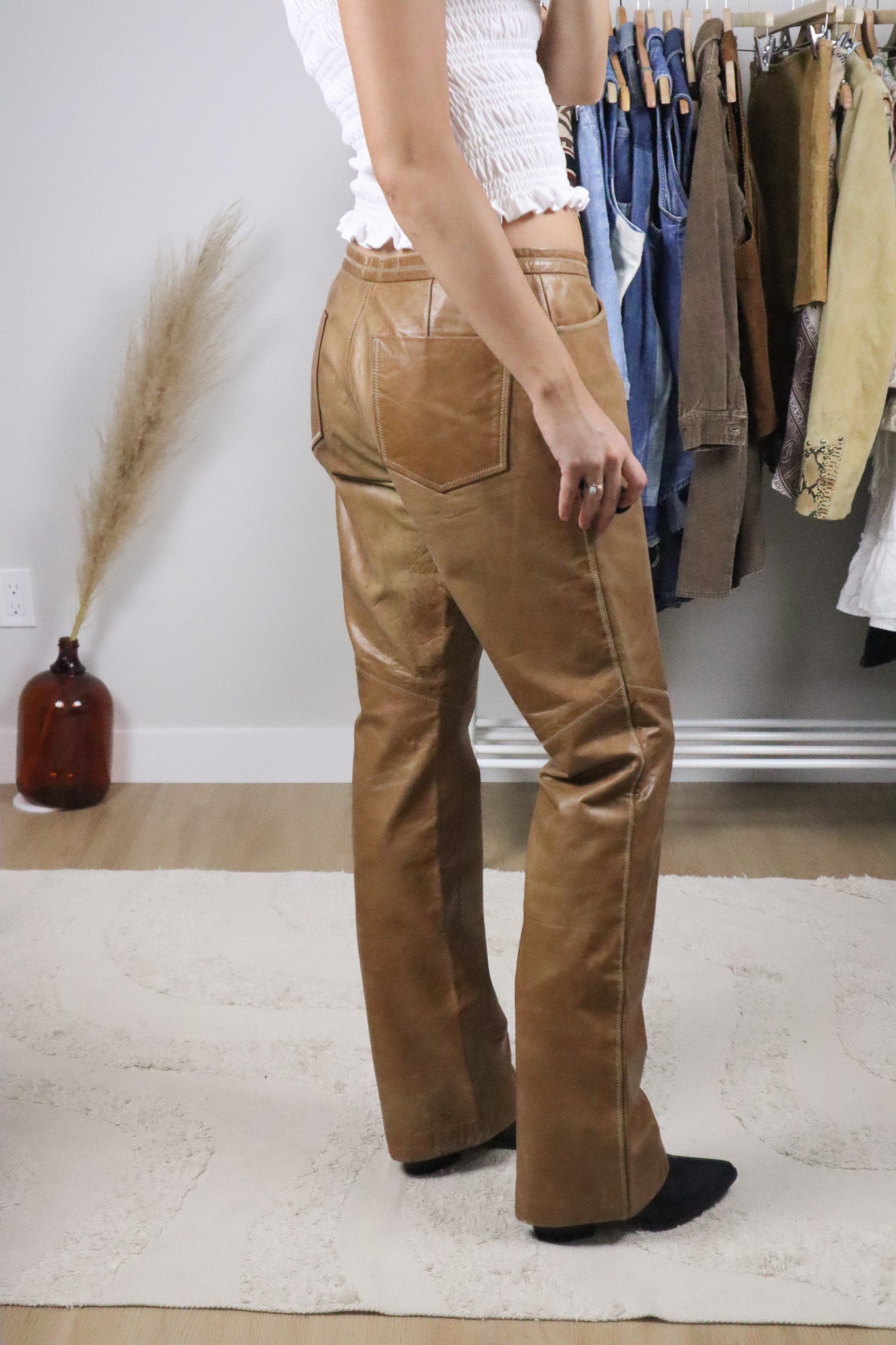 Vintage x Leather Boot Cut Pants (8-10)