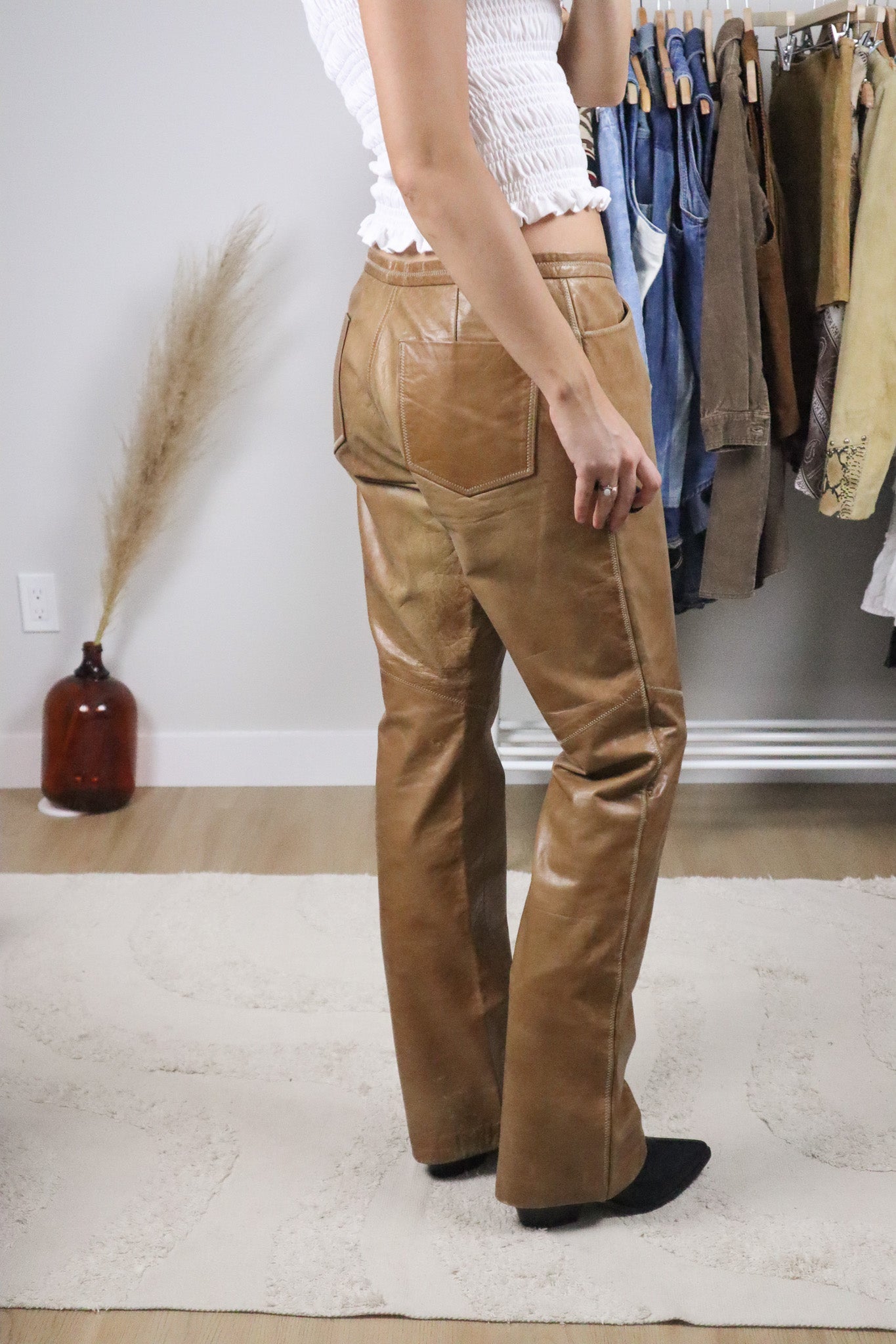 Vintage x Leather Boot Cut Pants (8-10)