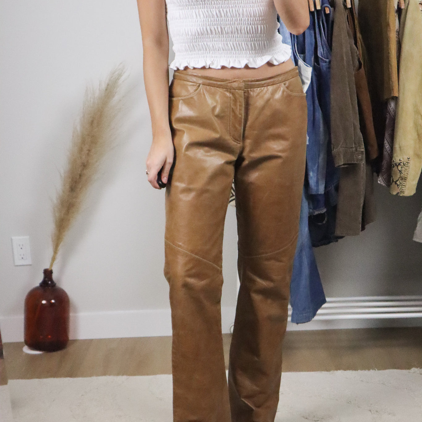 Vintage x Leather Boot Cut Pants (8-10)
