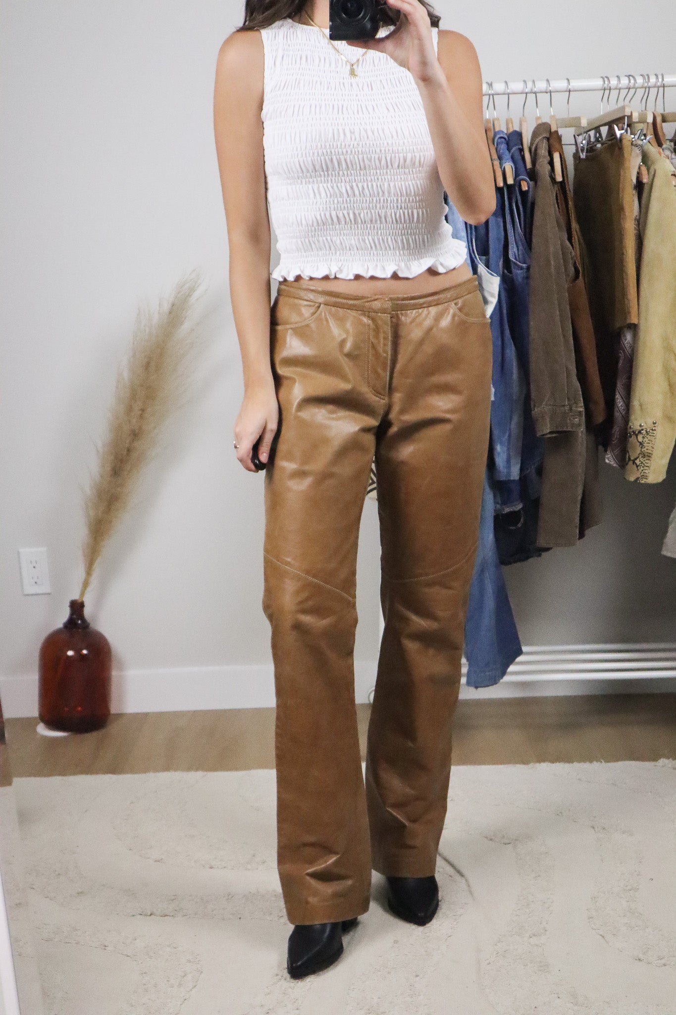 Vintage x Leather Boot Cut Pants (8-10)