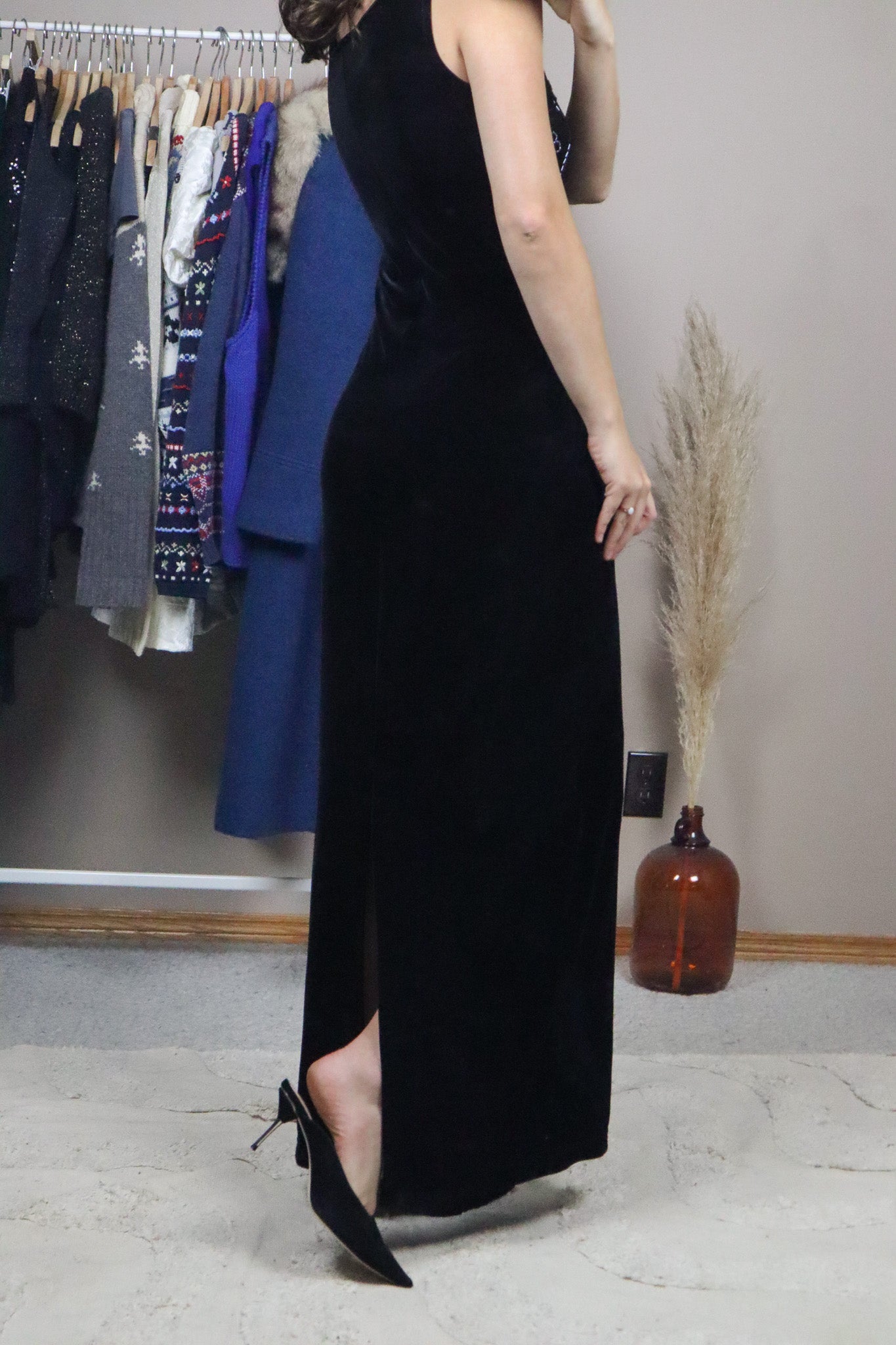 Vintage x Velvet Beaded Maxi Dress (S)