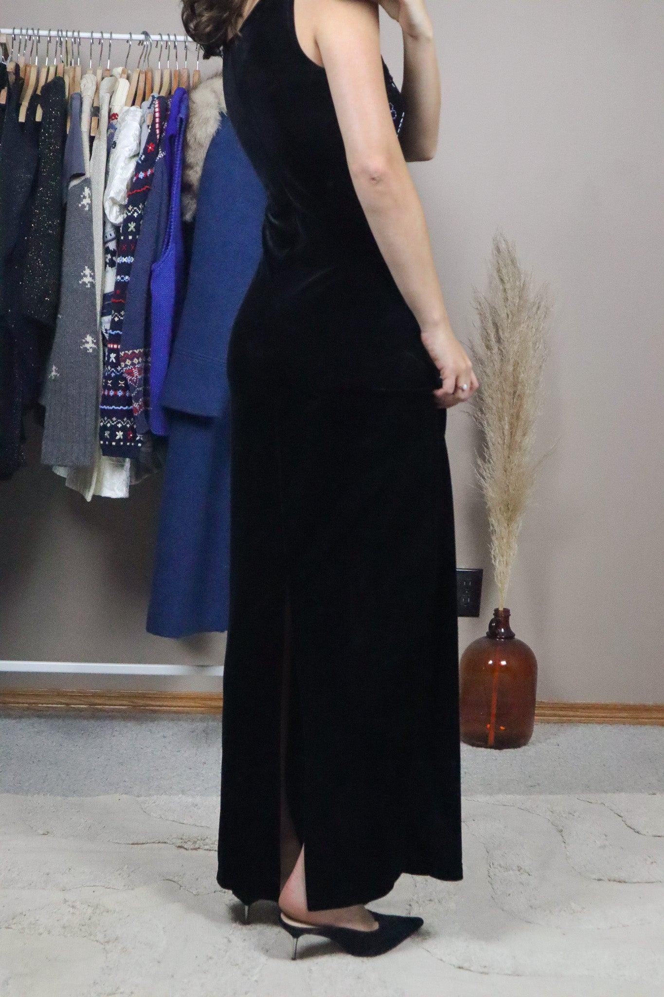 Vintage x Velvet Beaded Maxi Dress (S)