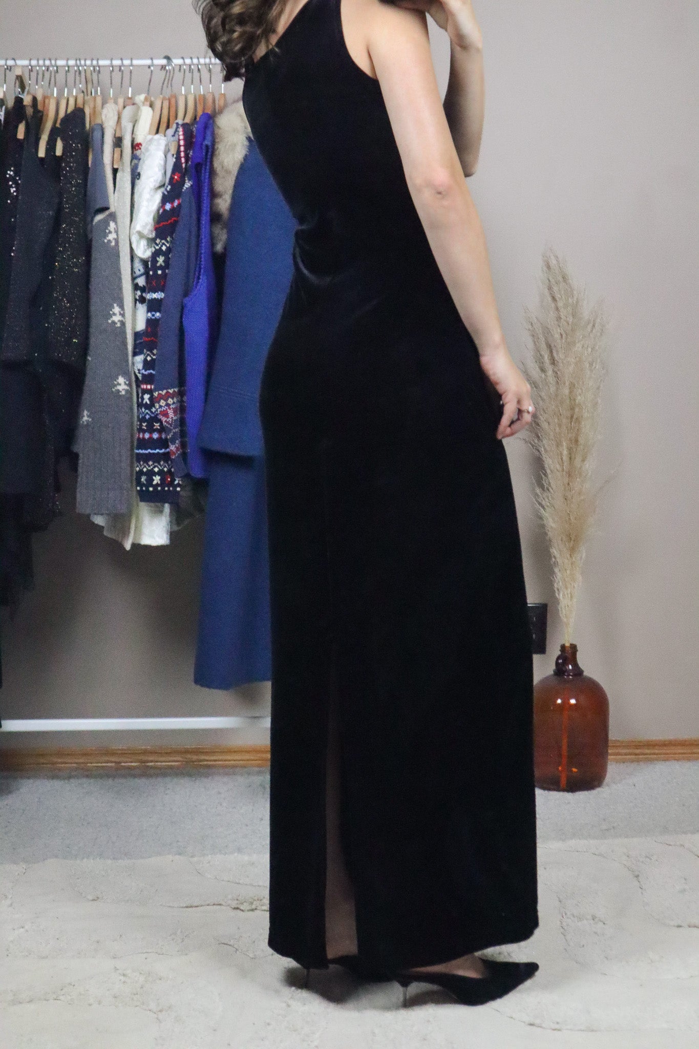 Vintage x Velvet Beaded Maxi Dress (S)