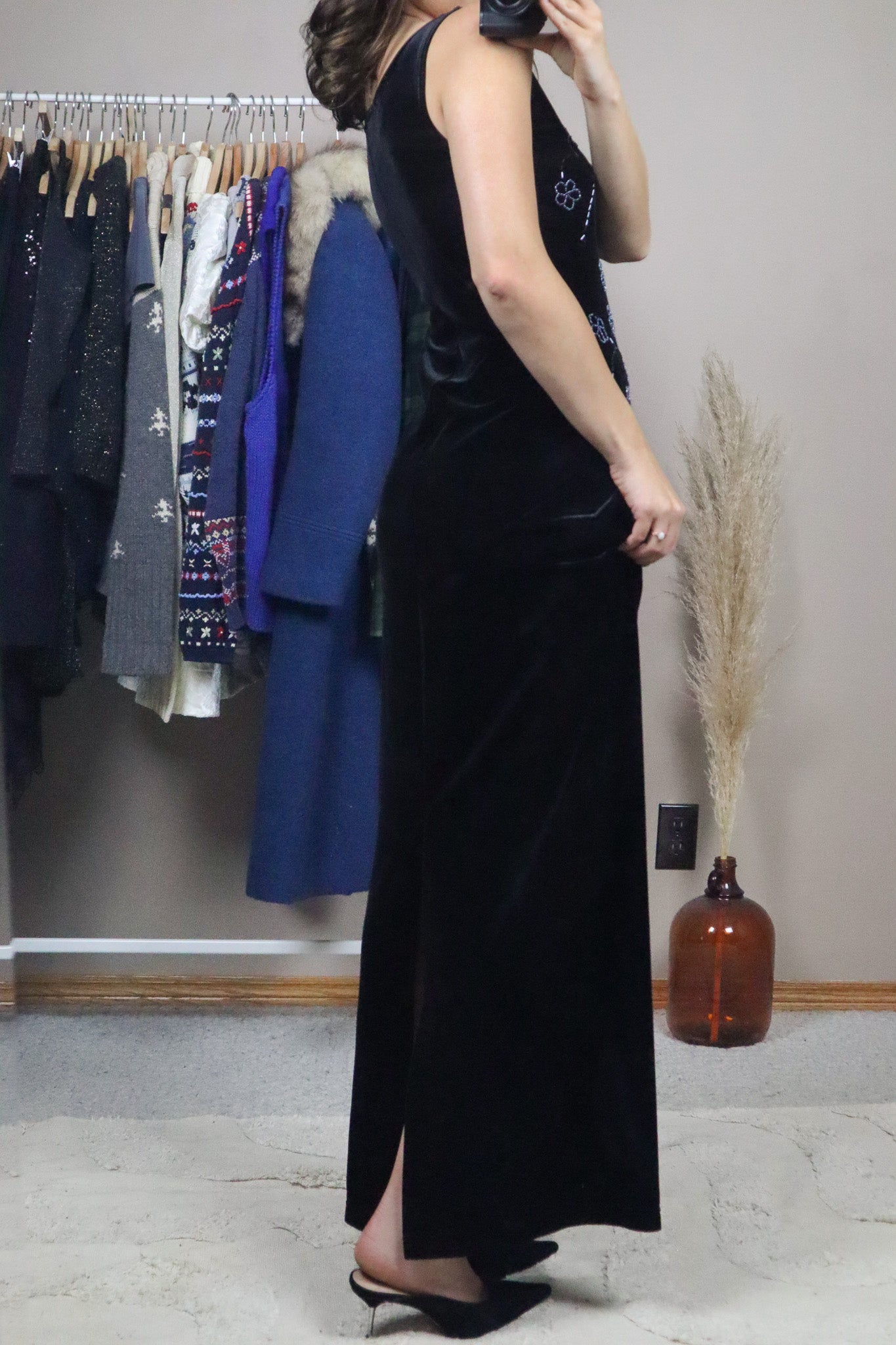 Vintage x Velvet Beaded Maxi Dress (S)