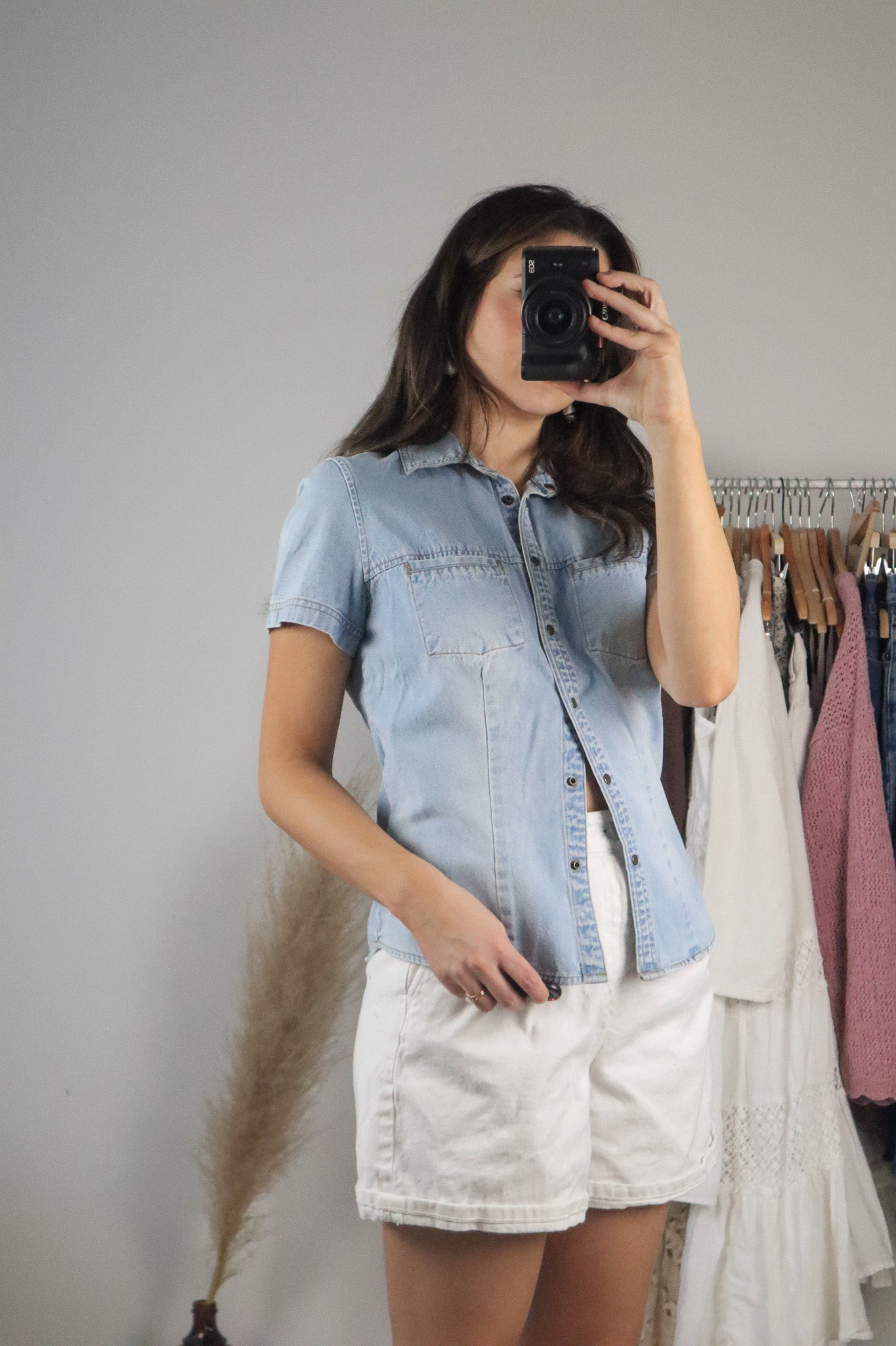 Vintage x Denim Button Down T-Shirt (XS/S)