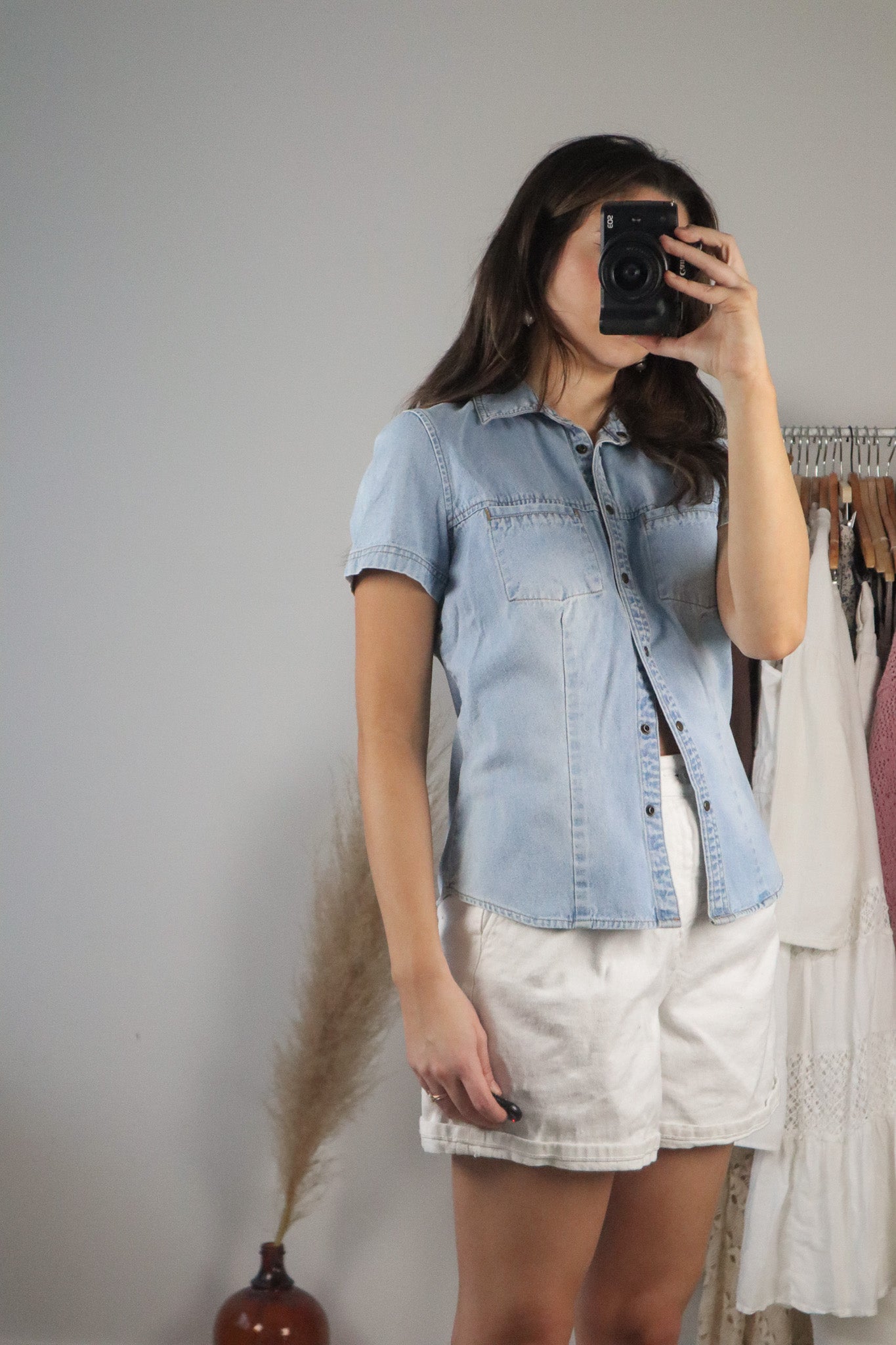 Vintage x Denim Button Down T-Shirt (XS/S)