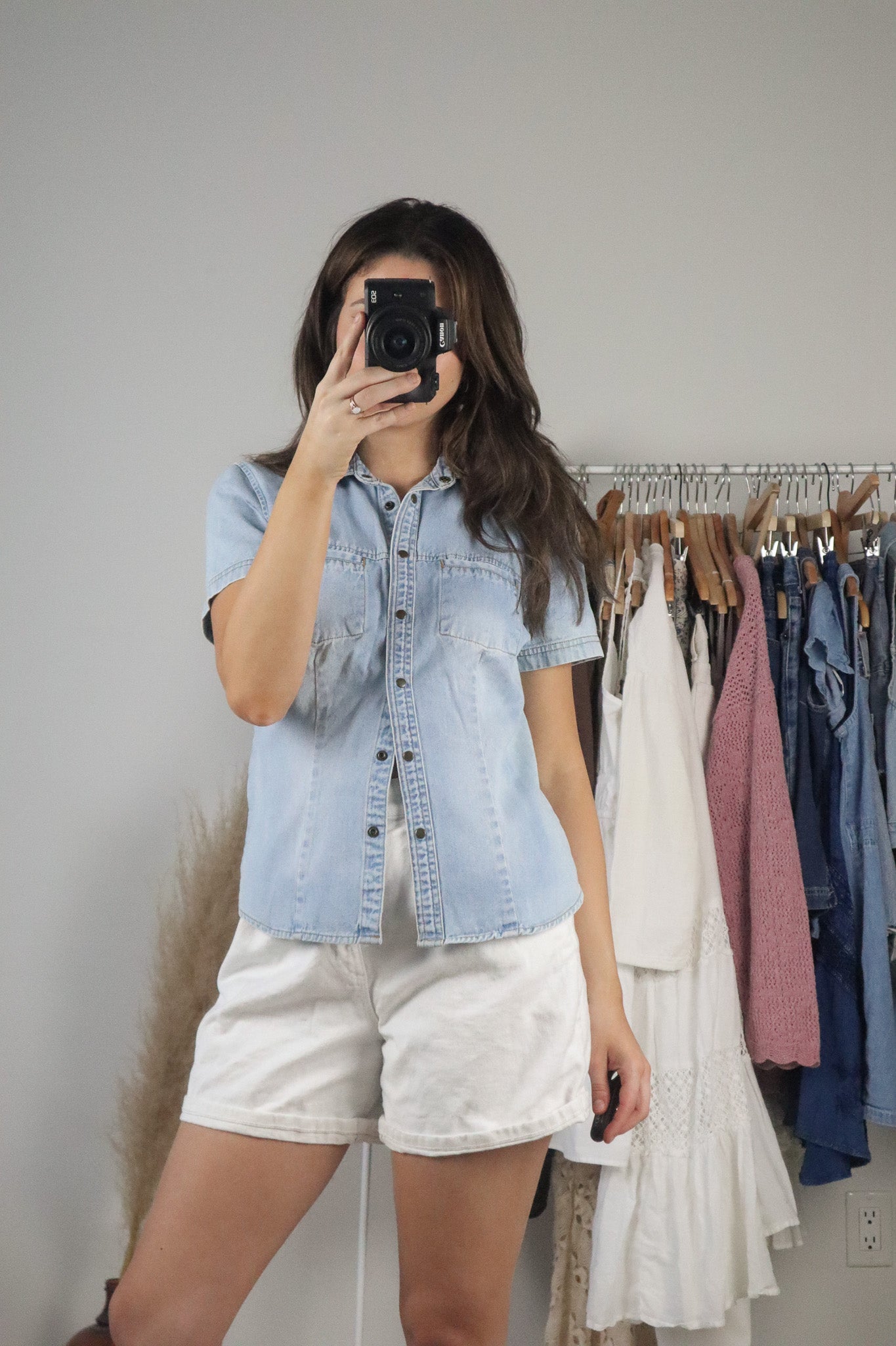 Vintage x Denim Button Down T-Shirt (XS/S)