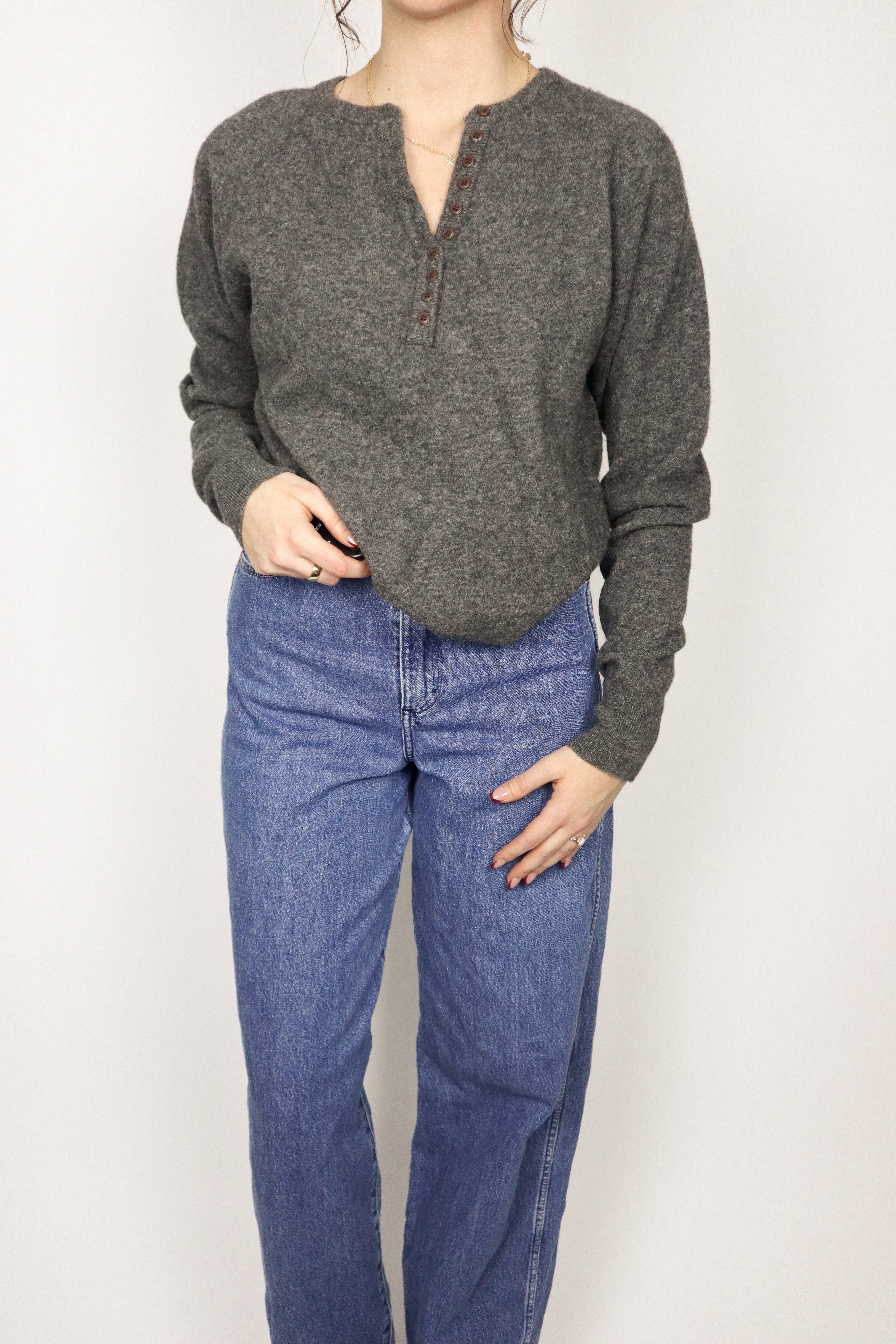 Vintage x Wool Henley Sweater (S/M)