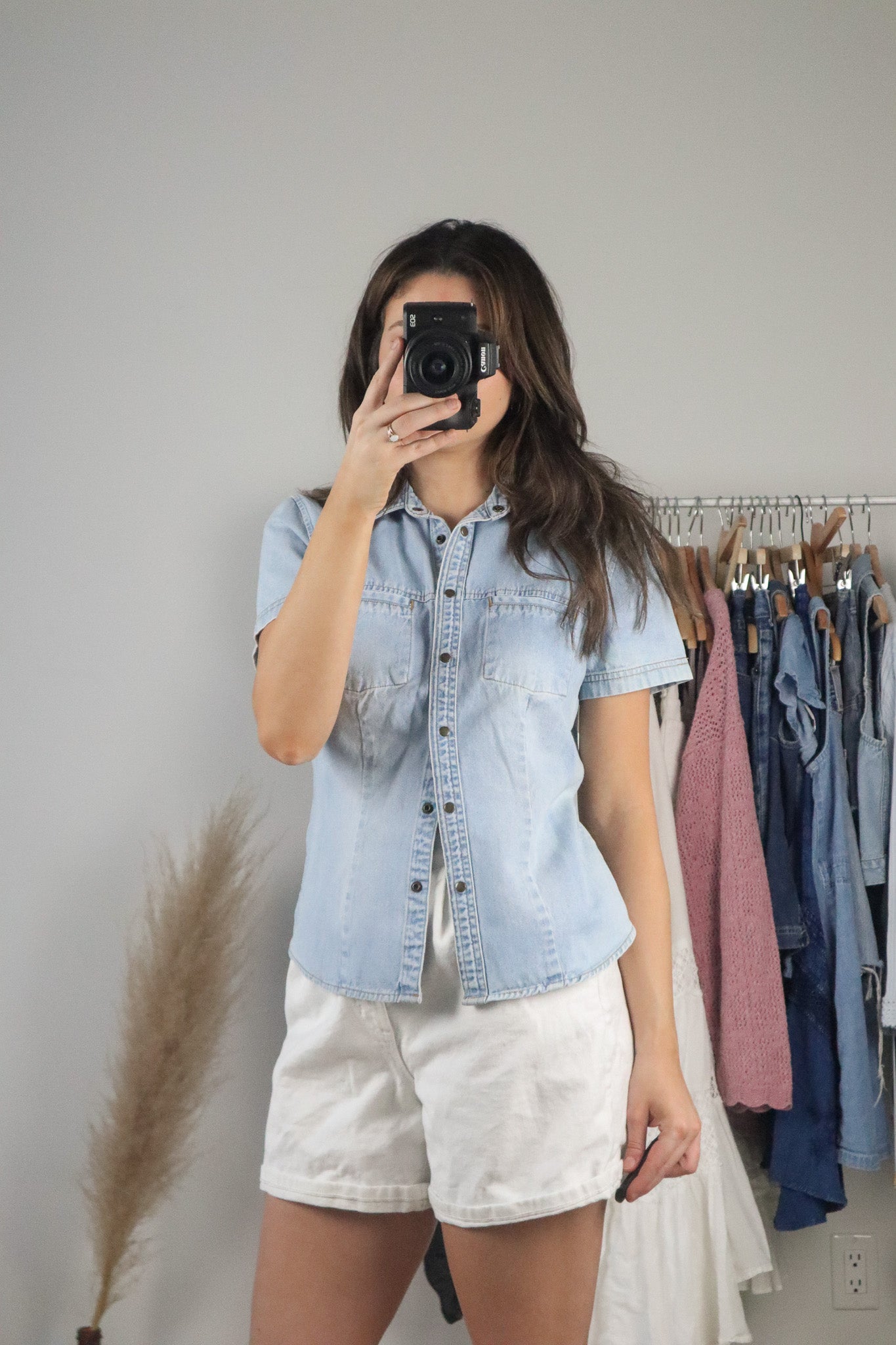Vintage x Denim Button Down T-Shirt (XS/S)