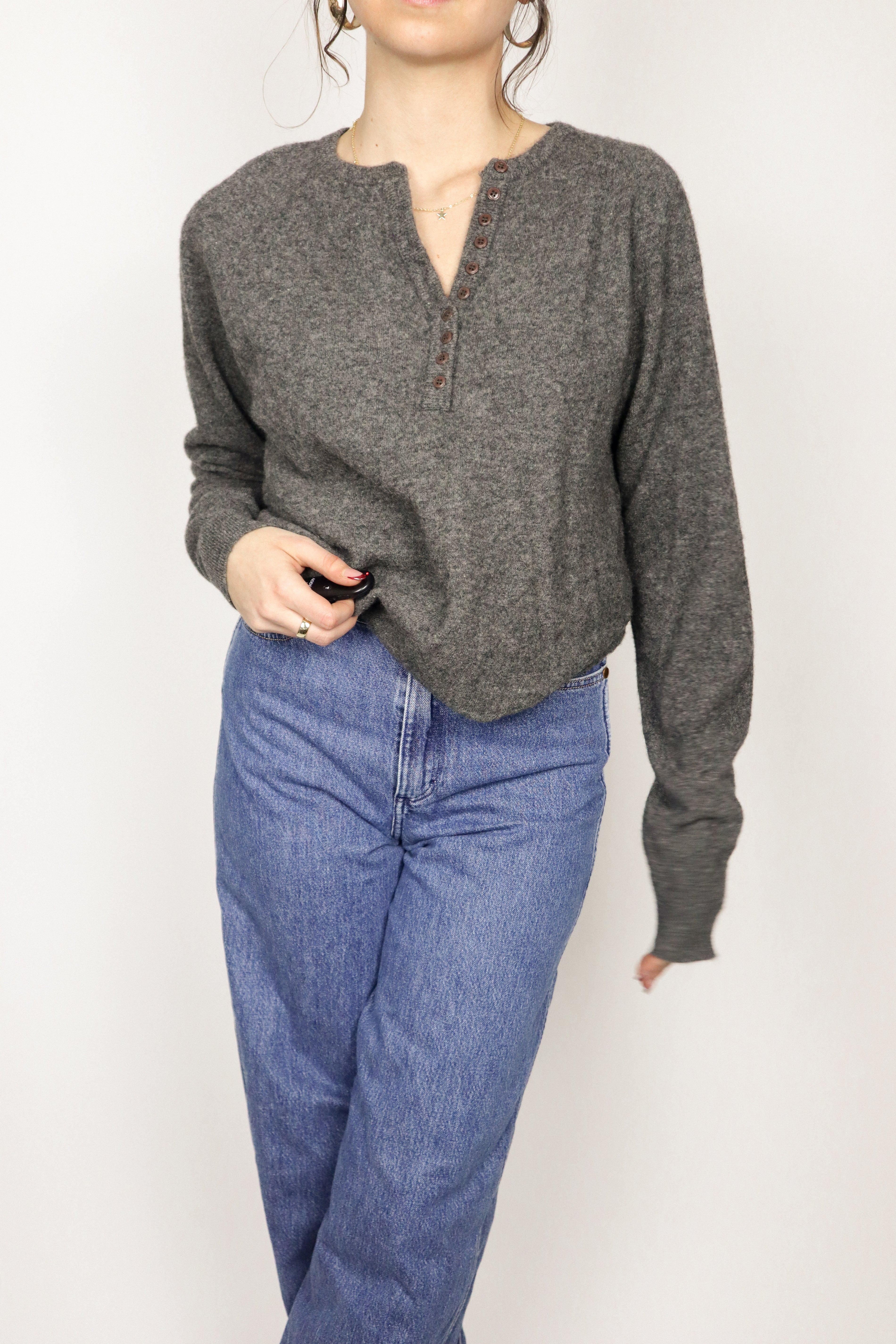 Vintage x Wool Henley Sweater (S/M)