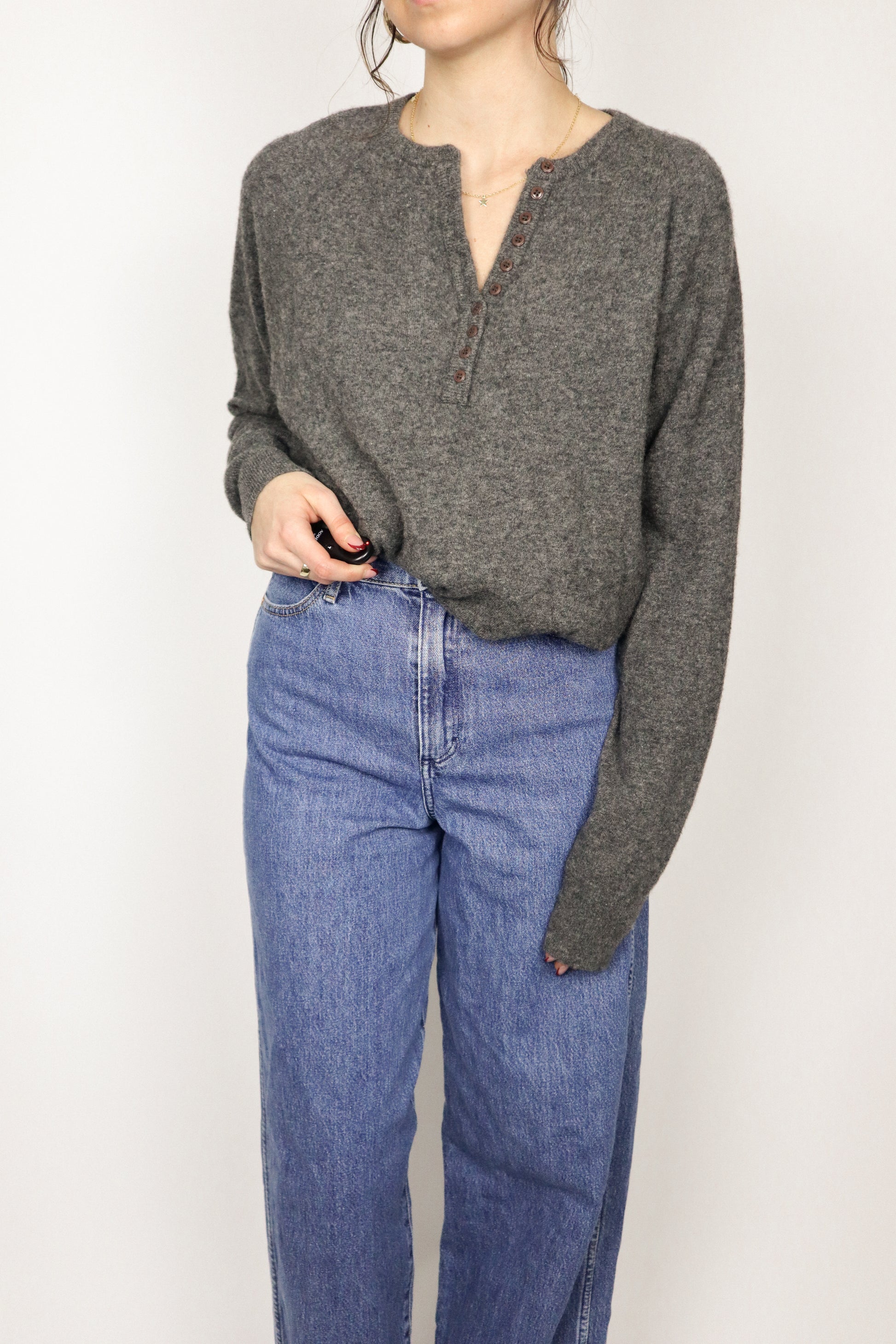 Vintage x Wool Henley Sweater (S/M)