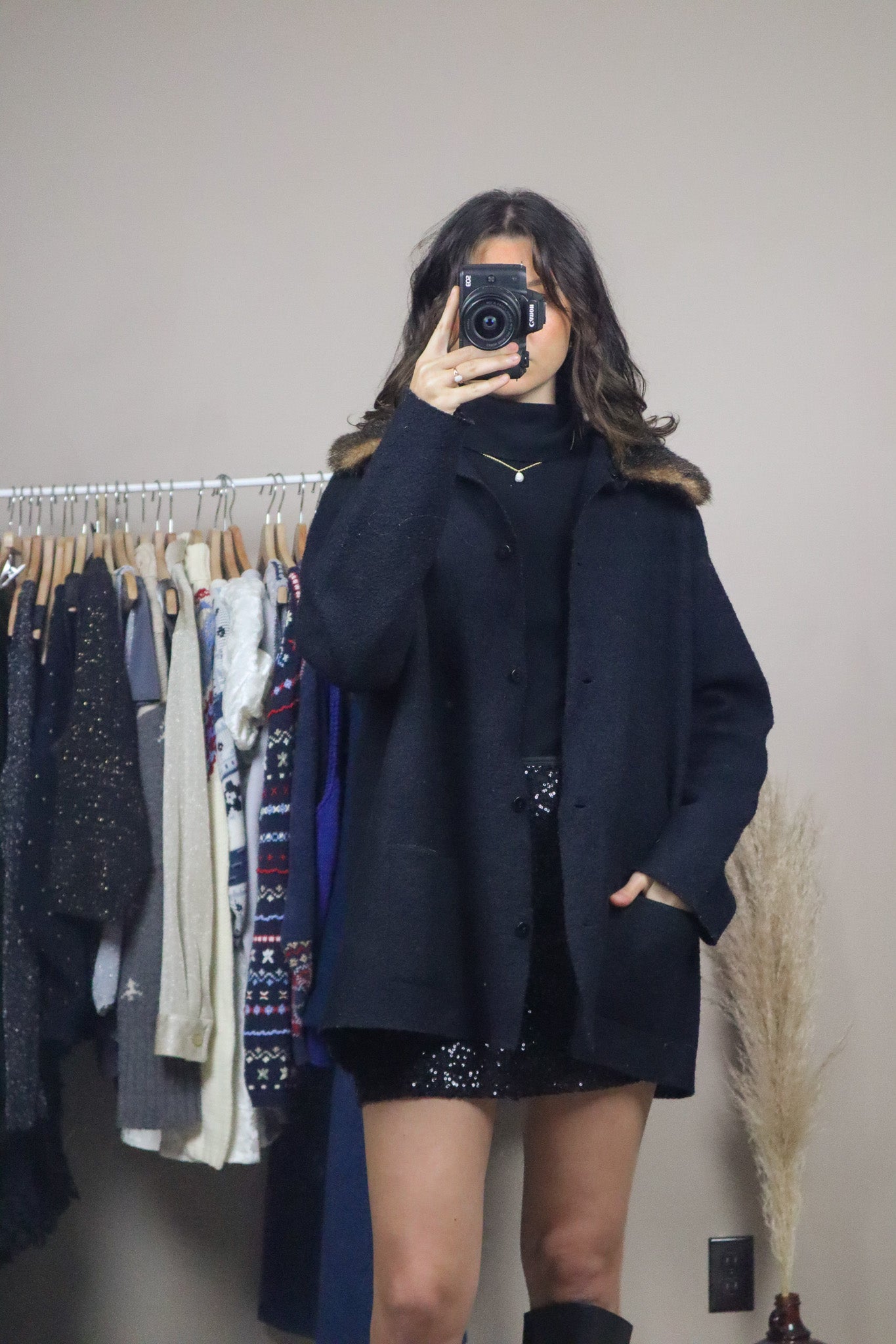 Vintage x Wool & Faux Fur Collared Jacket (M-XL)