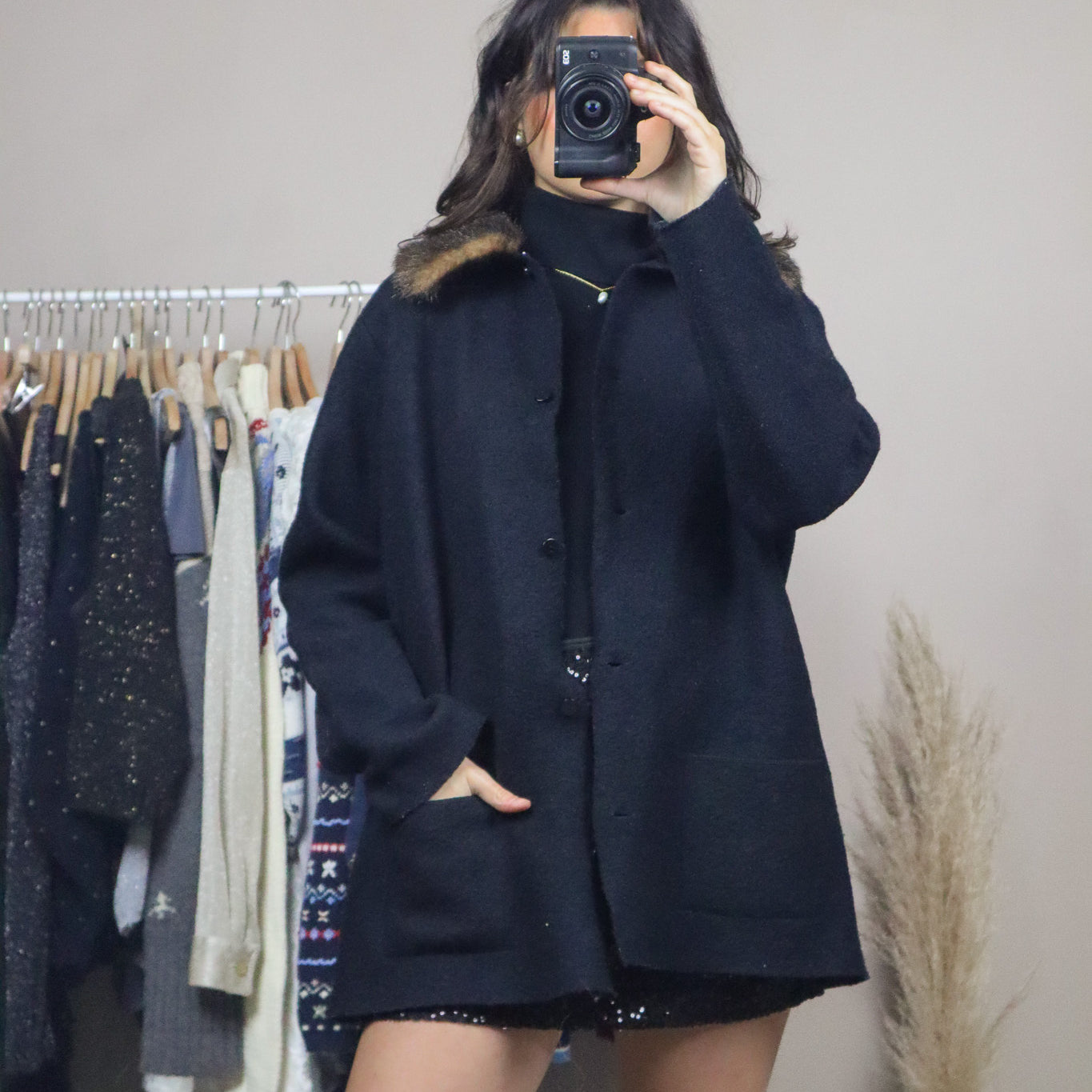 Vintage x Wool & Faux Fur Collared Jacket (M-XL)