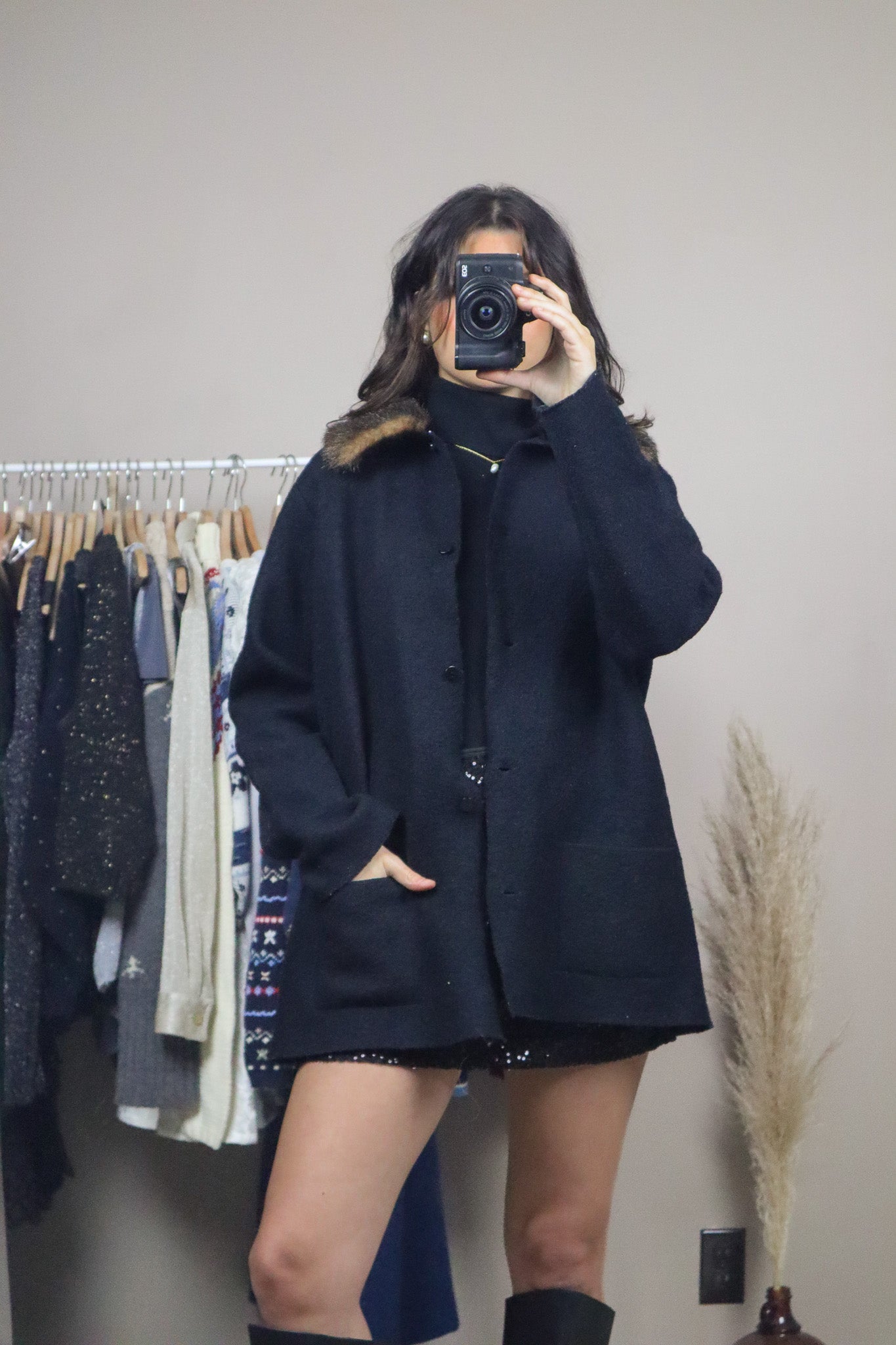 Vintage x Wool & Faux Fur Collared Jacket (M-XL)