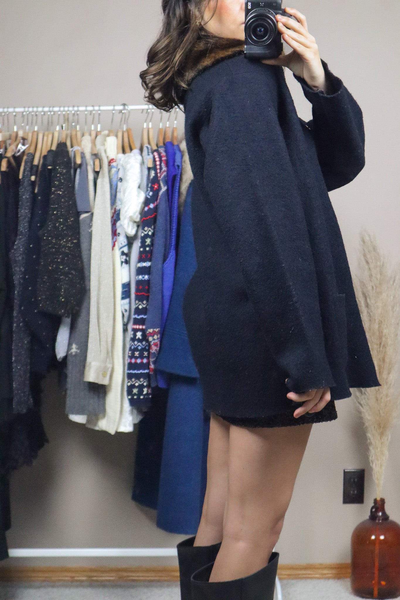 Vintage x Wool & Faux Fur Collared Jacket (M-XL)