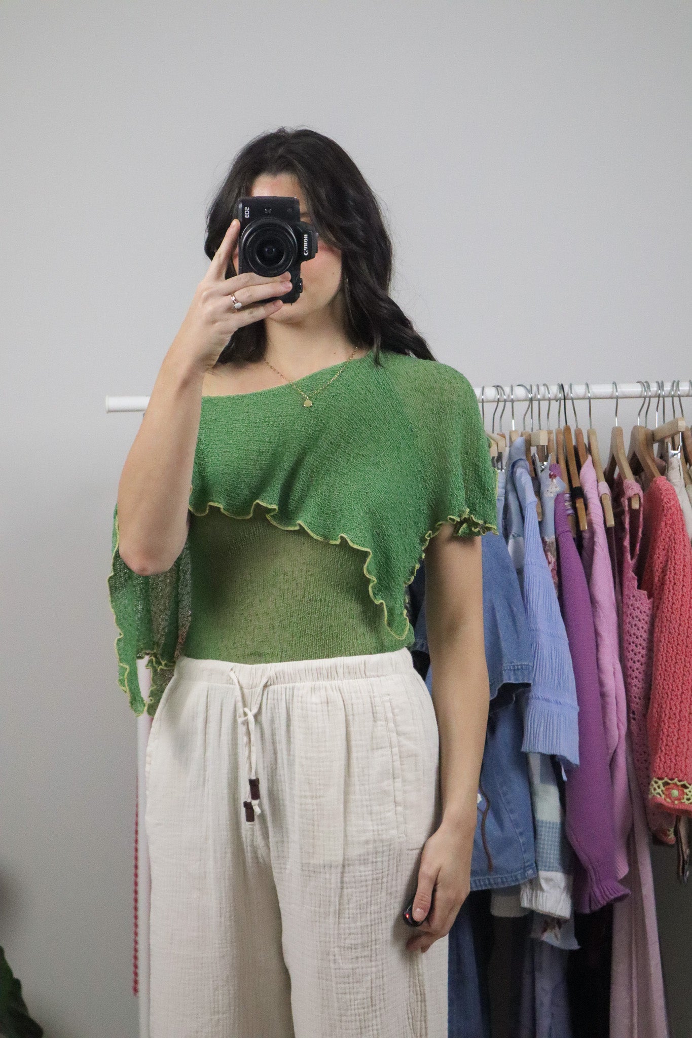 Vintage x Off The Shoulder Knit Top (S)