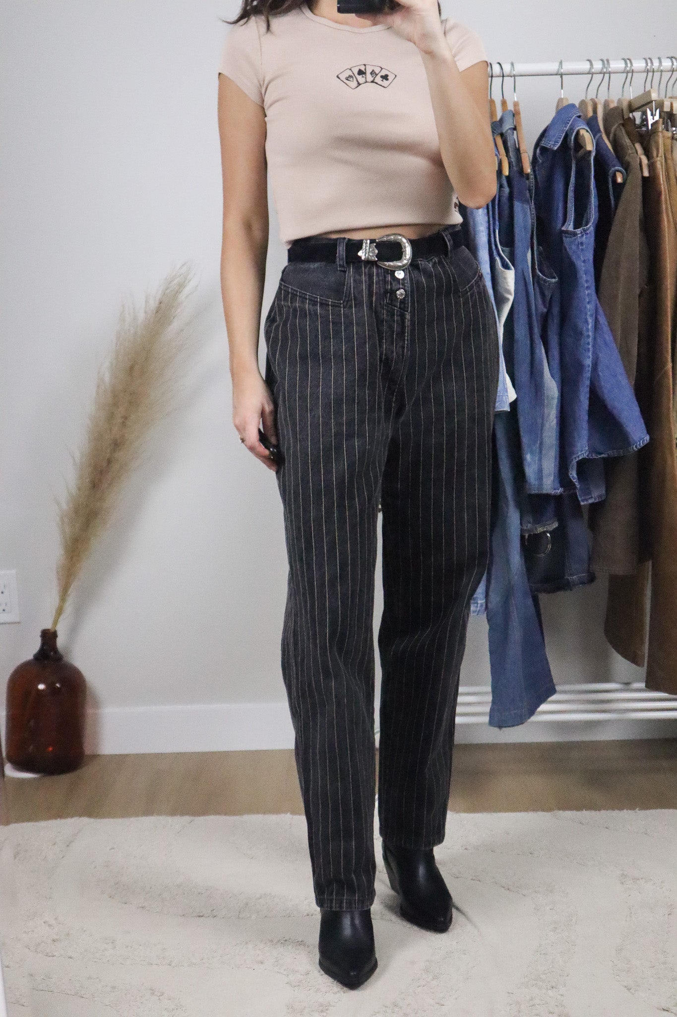 Vintage x Striped Western Jeans (32)